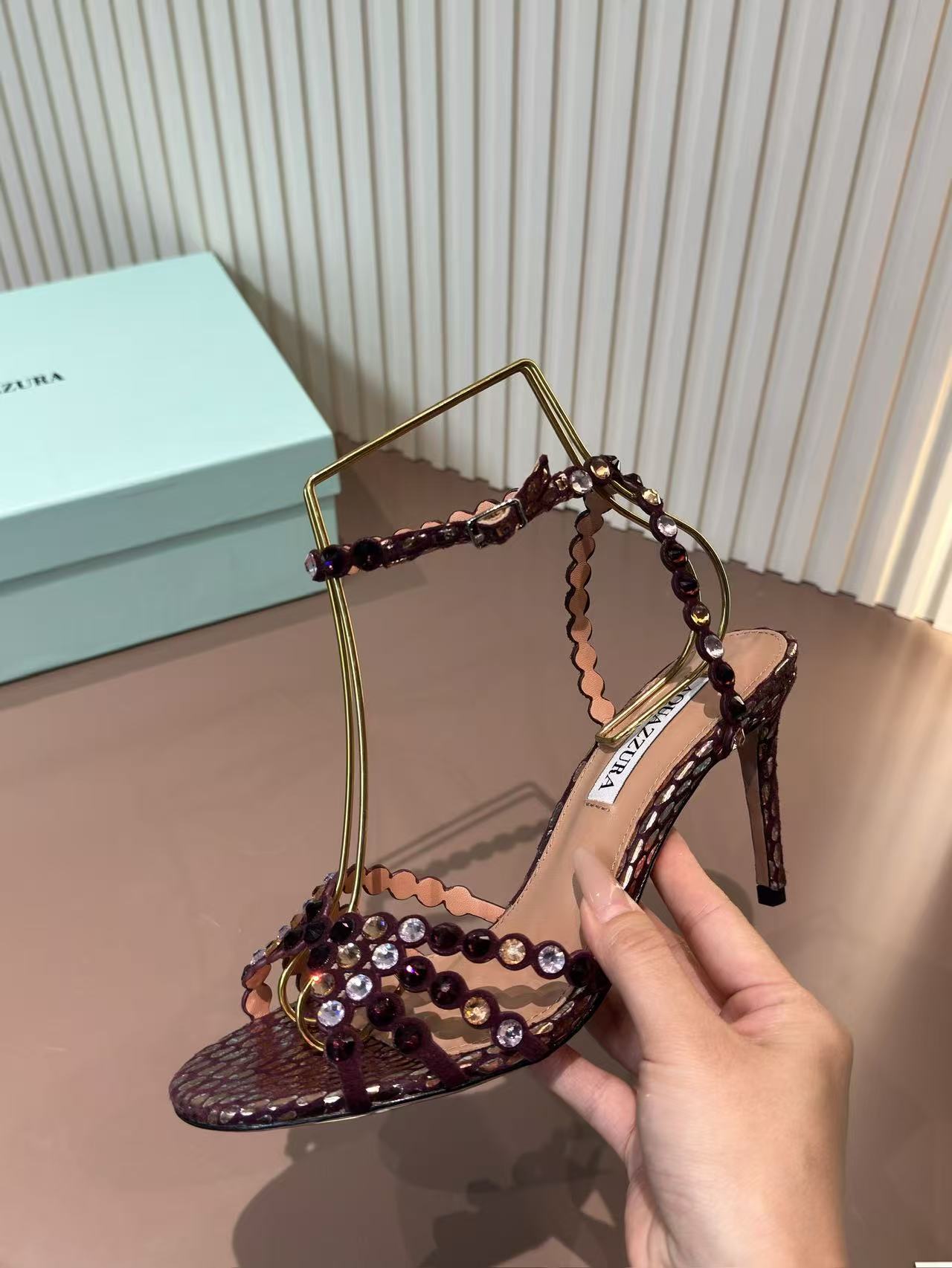 LOVESTAHL 2026 Early Fall Crystal Mesh Slingback Stiletto Sandals Genuine Leather Sheepskin Insole Two Heel Heights Italian Leather Outsole Women Evening Party Heels