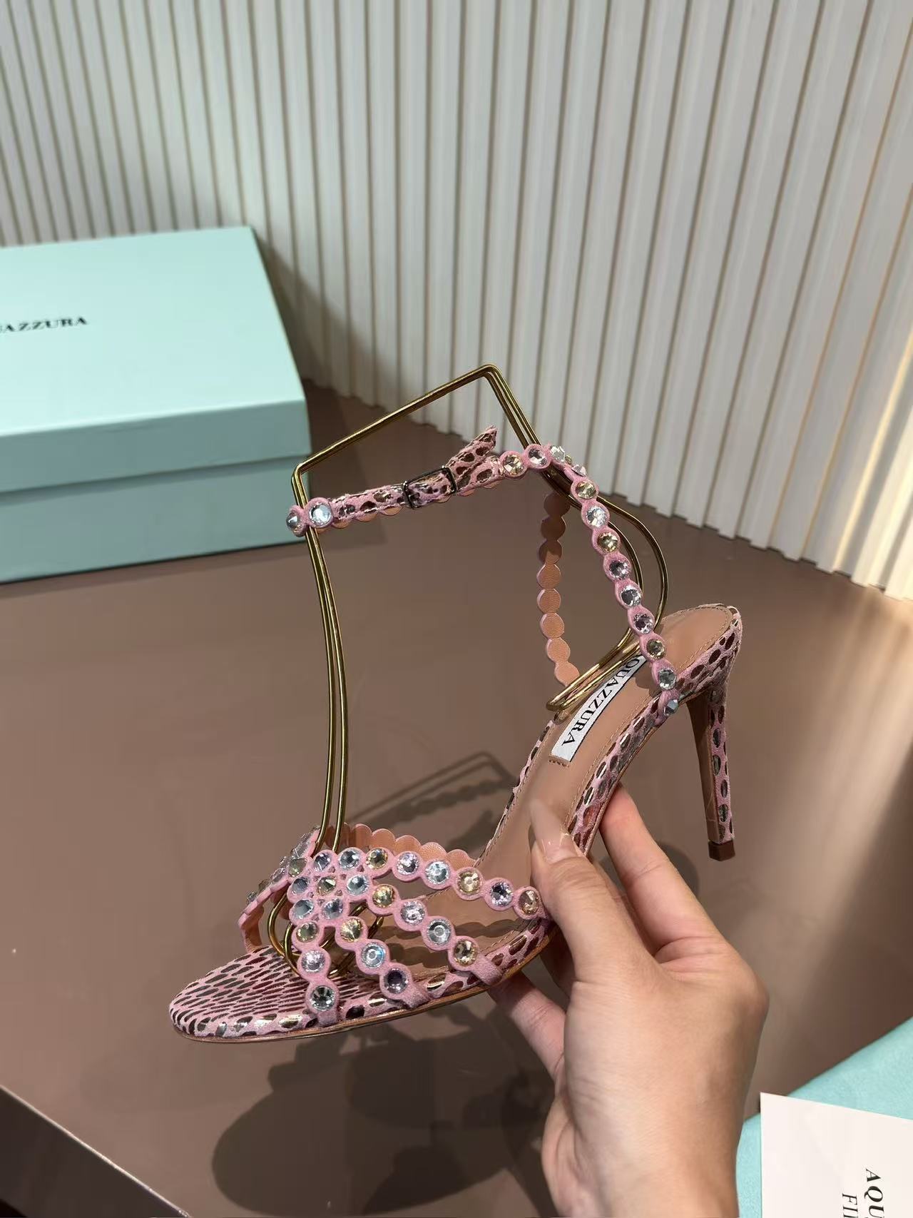 LOVESTAHL 2026 Early Fall Crystal Mesh Slingback Stiletto Sandals Genuine Leather Sheepskin Insole Two Heel Heights Italian Leather Outsole Women Evening Party Heels