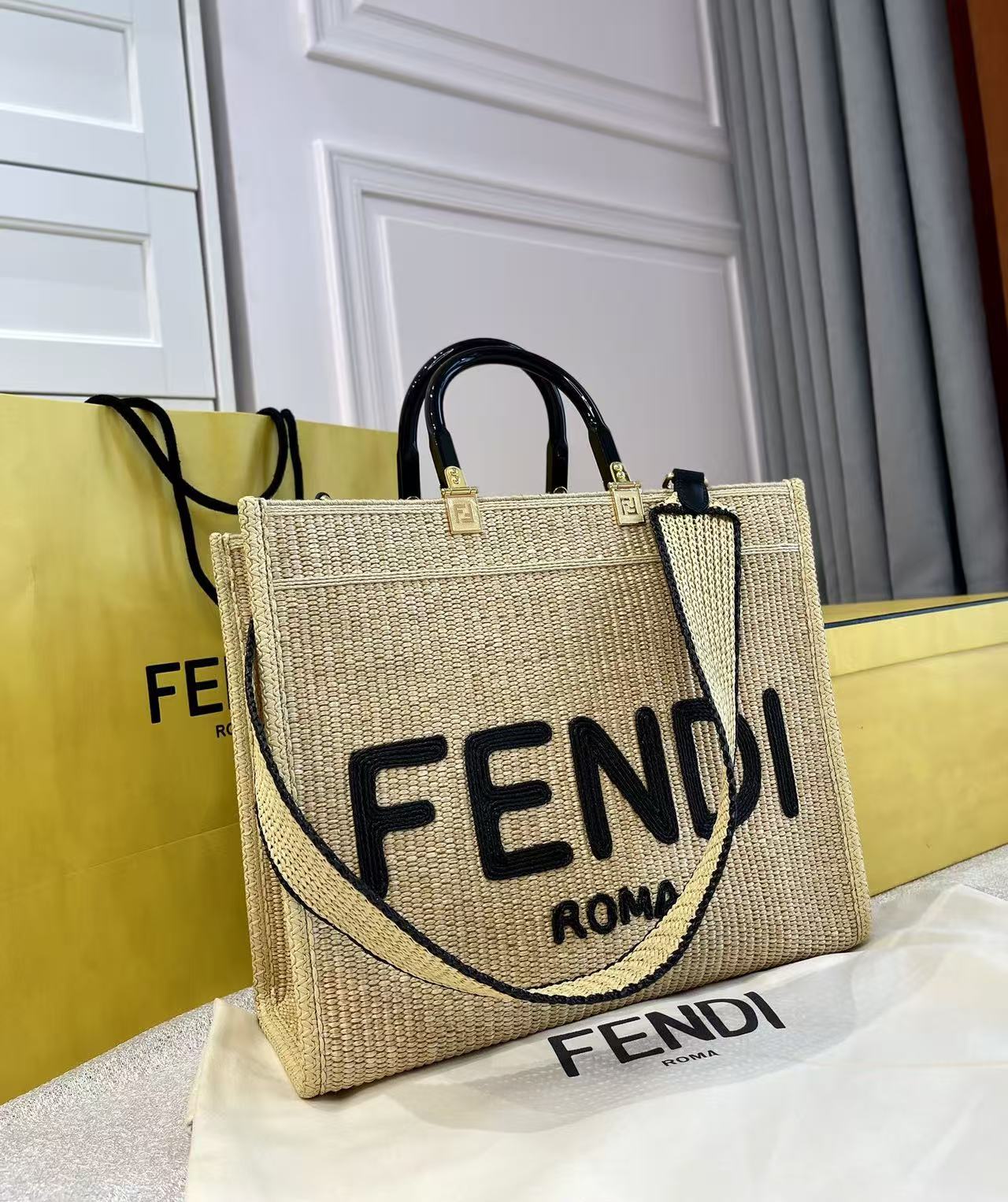 LOVESTAHL Sunshine Hand‑Woven Raffia Tote Bag