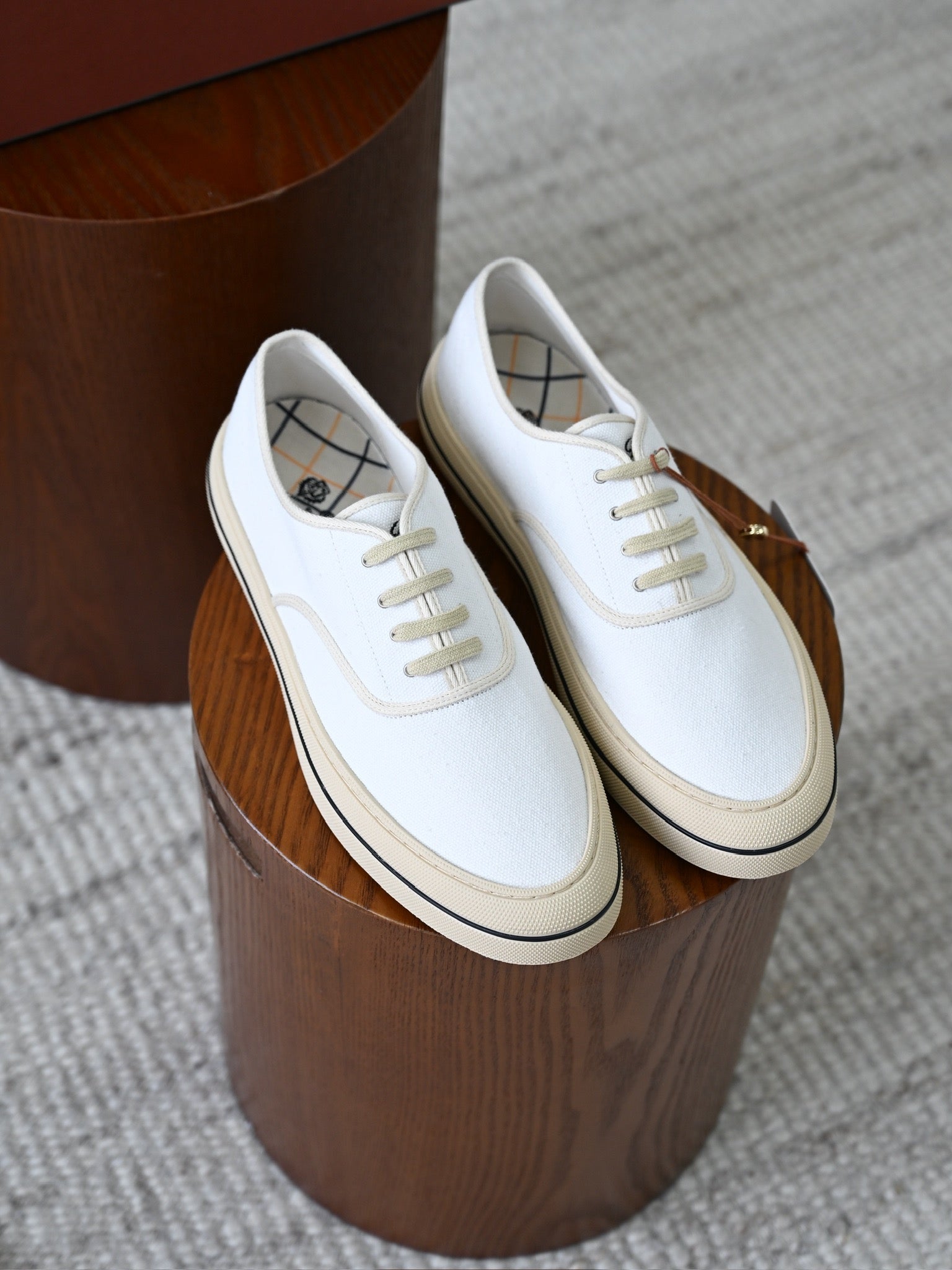 Lovestahl Men Navy Canvas Slip On Sneakers Off White Laces Rubber Sole Plaid Lining Vintage Daily Walking Casual Shoes Sizes 39-46
