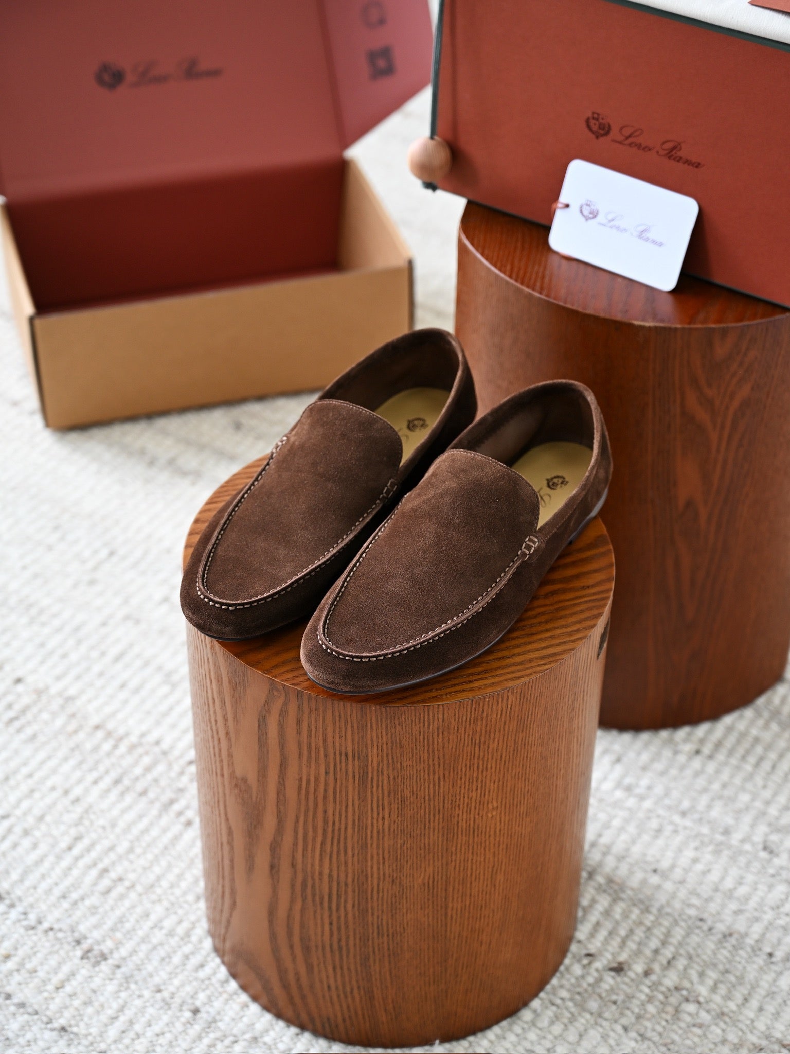 Lovestahl Men Dark Brown Suede Loafers Slip On Hand Stitched Leather Driving Shoes Luxury Business Casual Moccasin Flat Dress Shoes Sizes 39-46