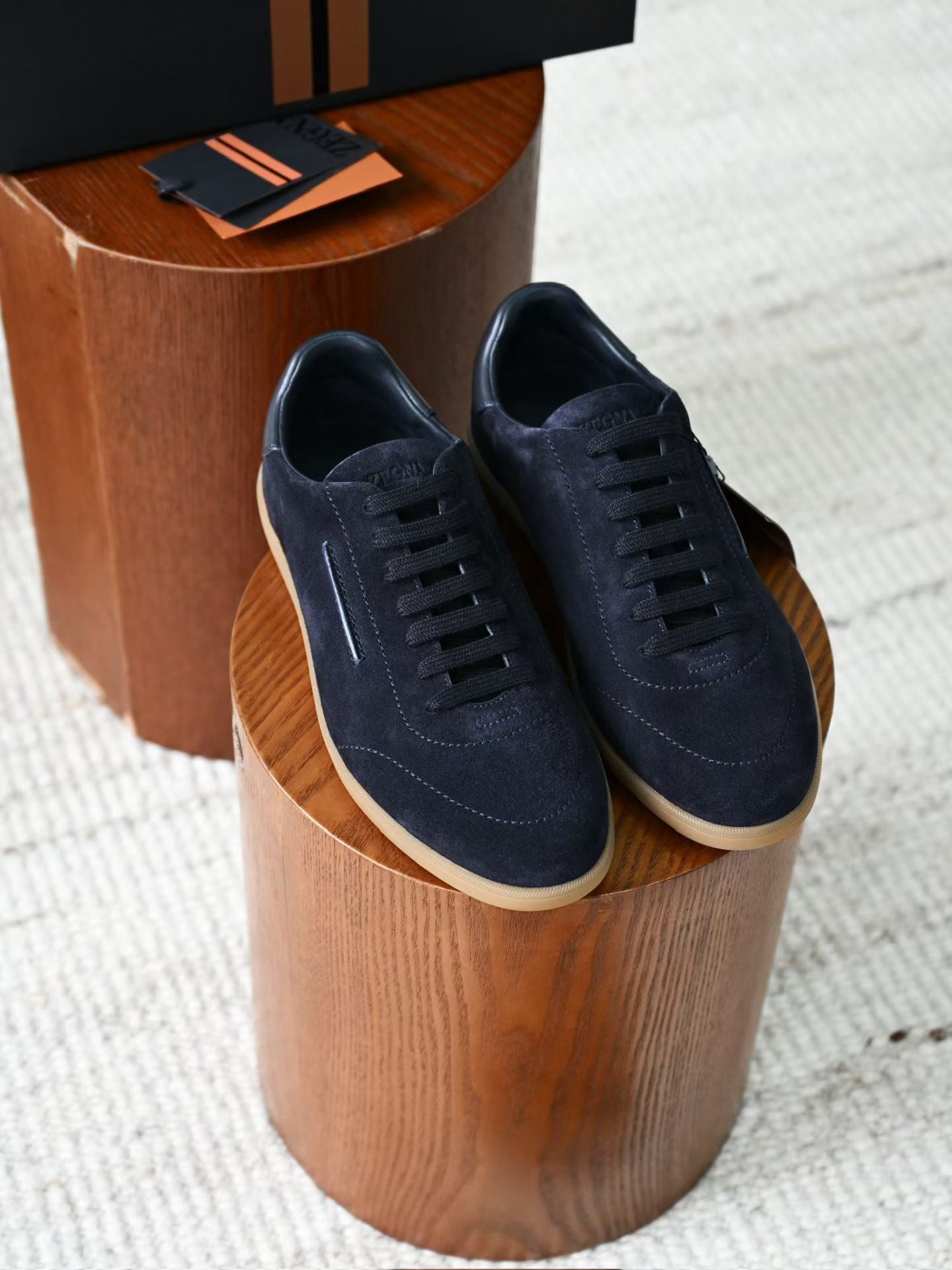 Lovestahl Men Black Suede Leather Low Top Sneakers Contrast Stitching Gum Rubber Sole Luxury Business Casual Lace Up Flat Walking Trainers Sizes 39-46
