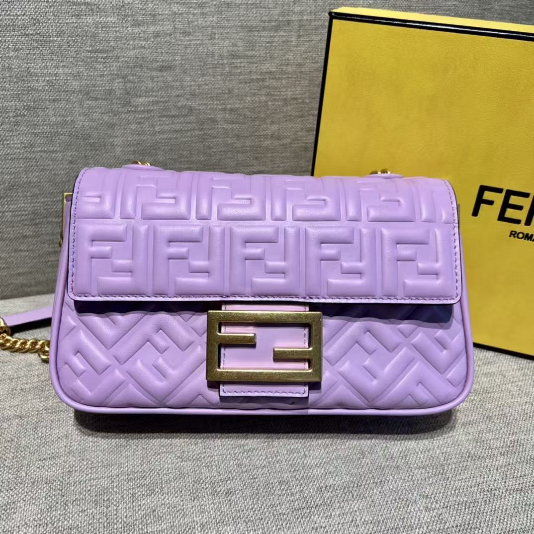 LOVESTAHL Embossed FF‑Logo Baguette Shoulder Bag