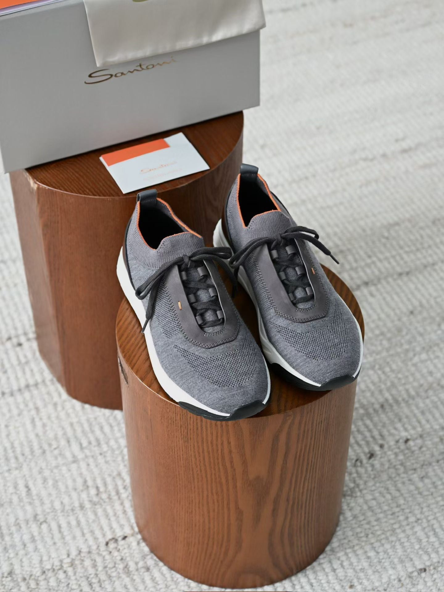 Lovestahl Men Grey Knit Mesh Sneakers Lightweight Breathable Slip On Lace Up Contrast Sole Luxury Business Walking Running Casual Trainers Sizes 39-46