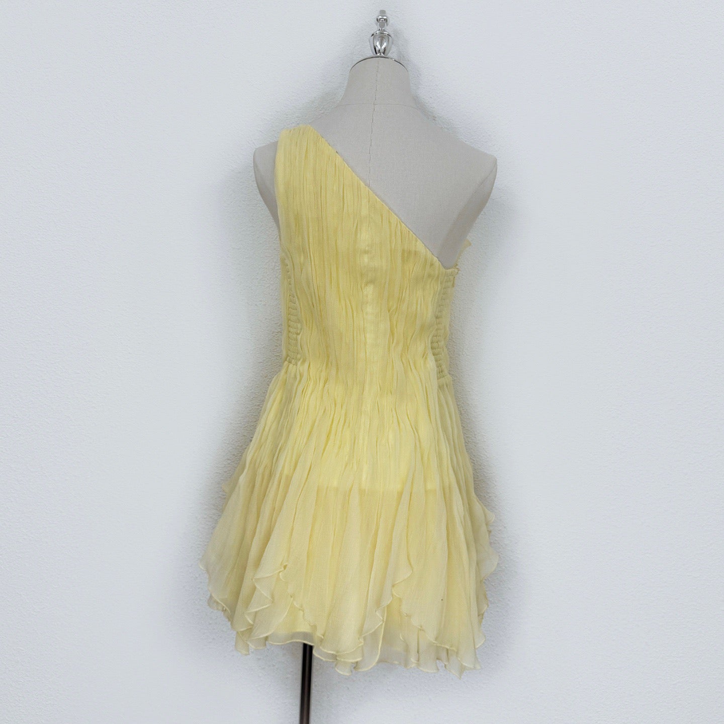 2026 WOMEN Lovestahl One Shoulder Ruffled Chiffon Mini Dress Women Pleated Flowy Layered Skirt Evening Party Short Dress Sizes 6-12 In Stock