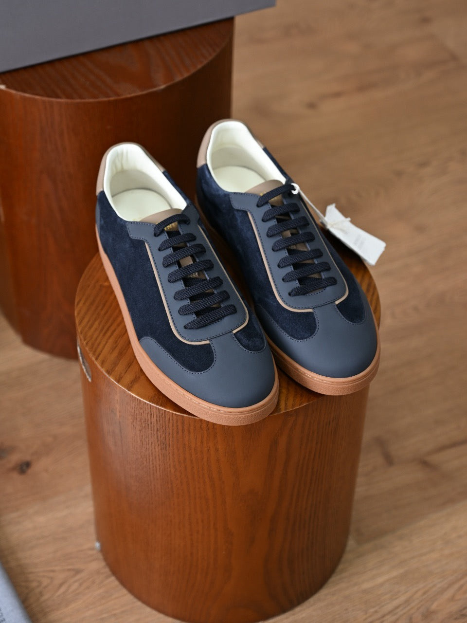 2026 LOVESTAHL Men Navy Suede Leather Patchwork Sneakers Luxury Brand Low Top Casual Shoes Rubber Sole Daily Walking Trainers Sizes 39-46