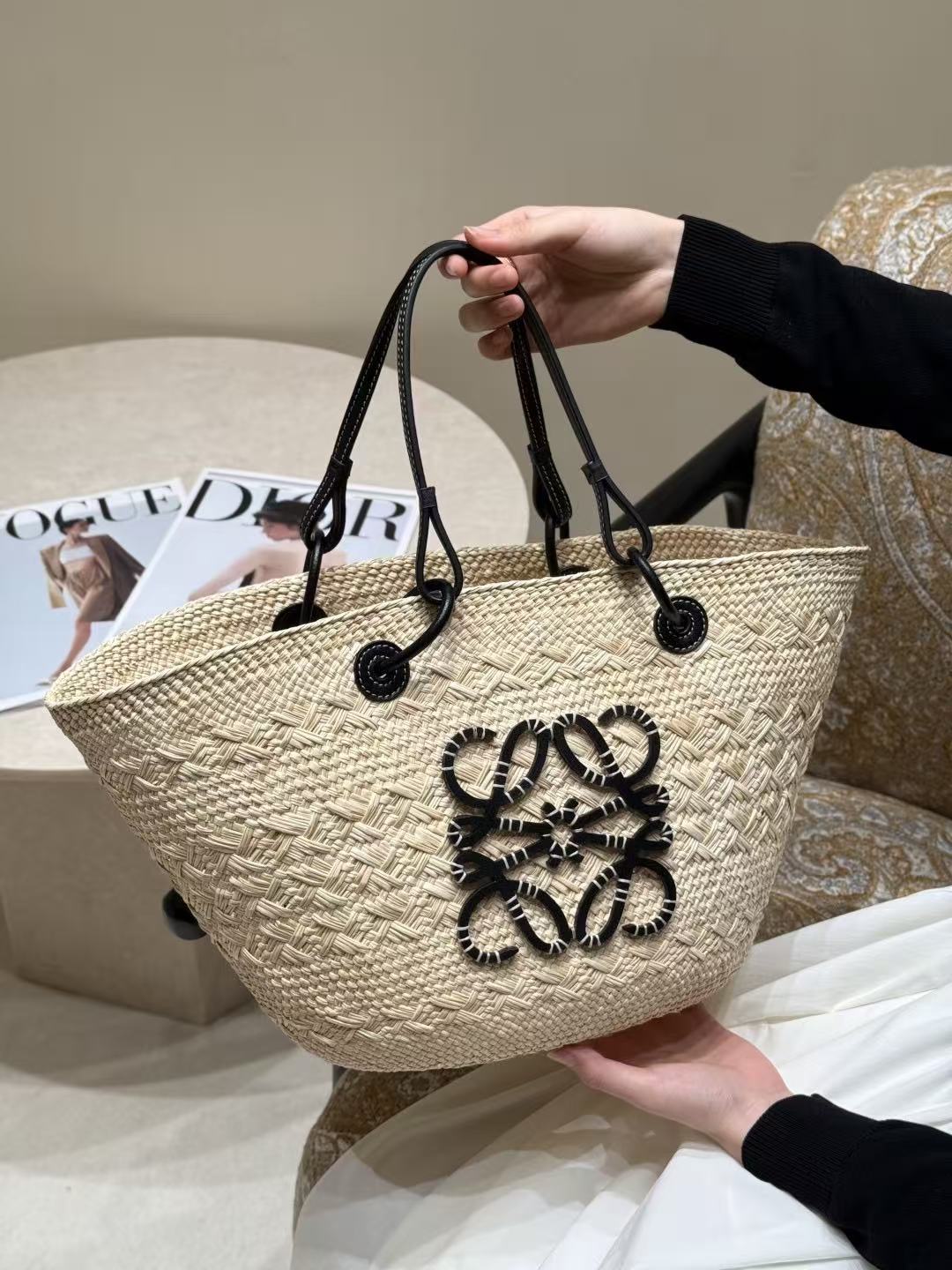 LOVESTAHL Paula’s Ibiza Large‑Size Hand‑Woven Raffia Basket Tote