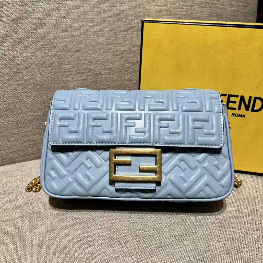 LOVESTAHL Embossed FF‑Logo Baguette Shoulder Bag