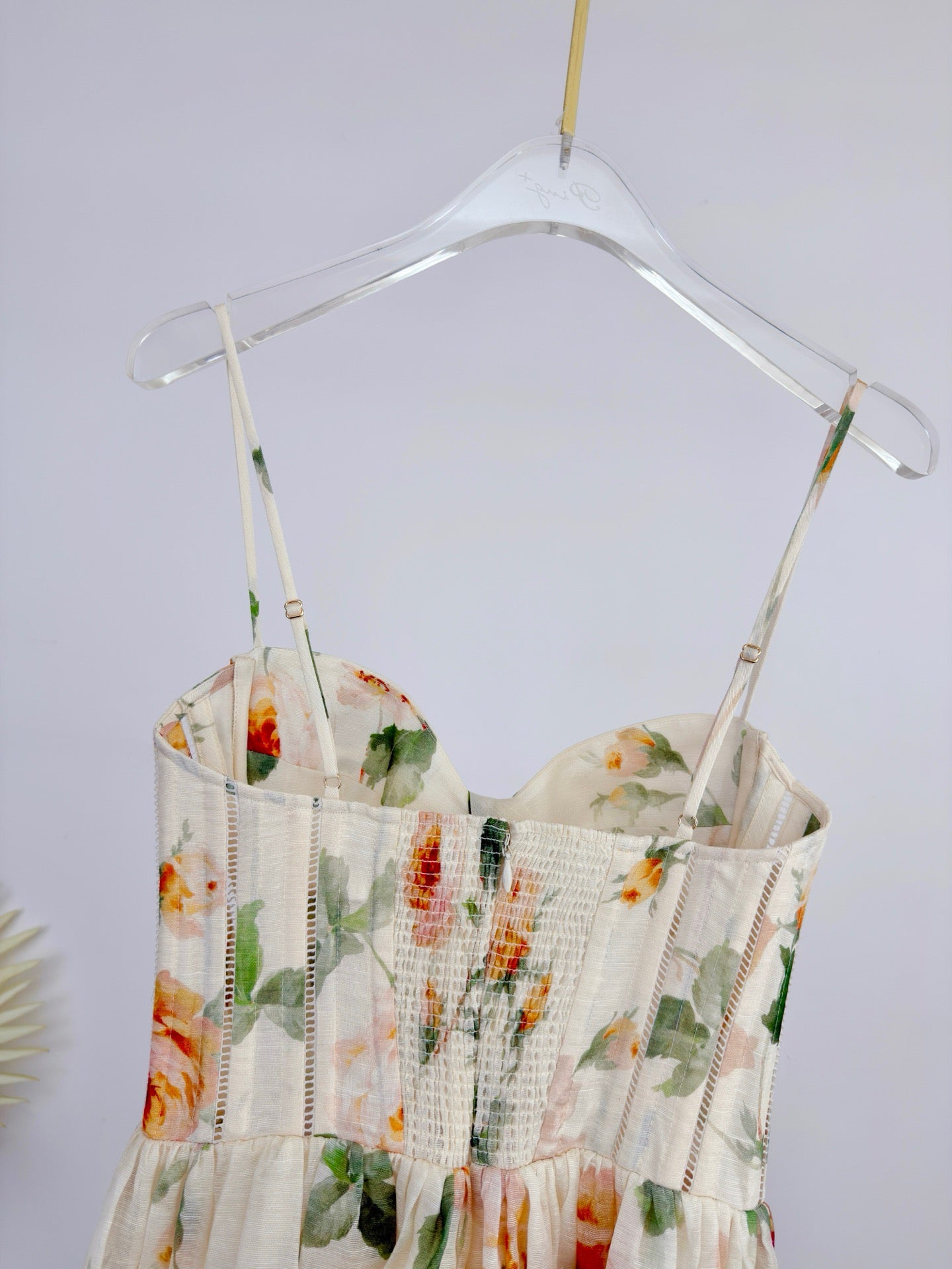 Lovestahl Summer Romantic Mini Dress Sweetheart Spaghetti Strap Hollow Corset Bust Flowy A Line Skirt Floral