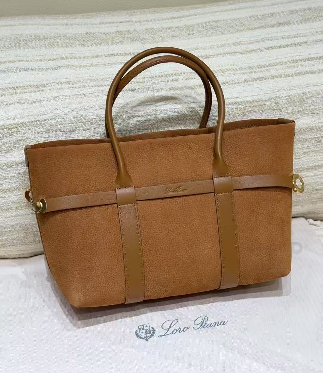 LOVESTAHL New Canvas Ghiera Shopper Tote Bag with Leather Trim, Convertible Hand & Shoulder Carry Daily Bag