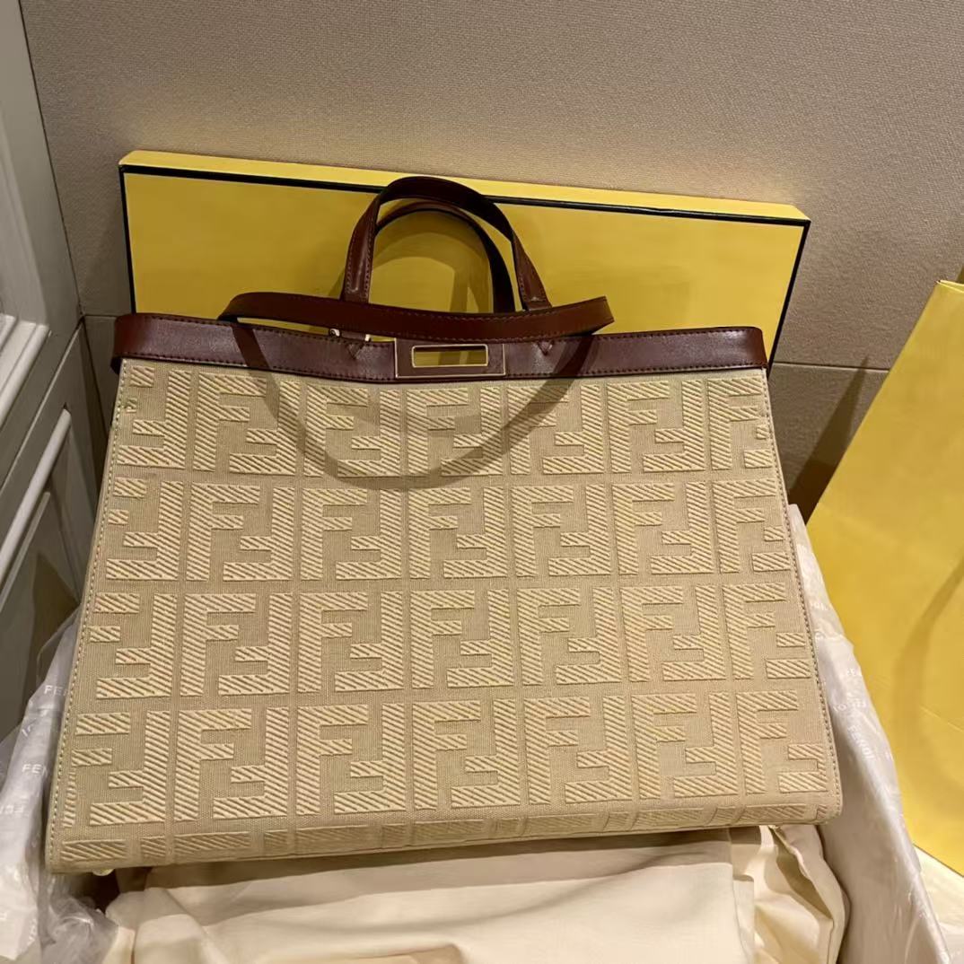 LOVESTAHL Embossed FF‑Logo Peekaboo X‑Tote Handbag