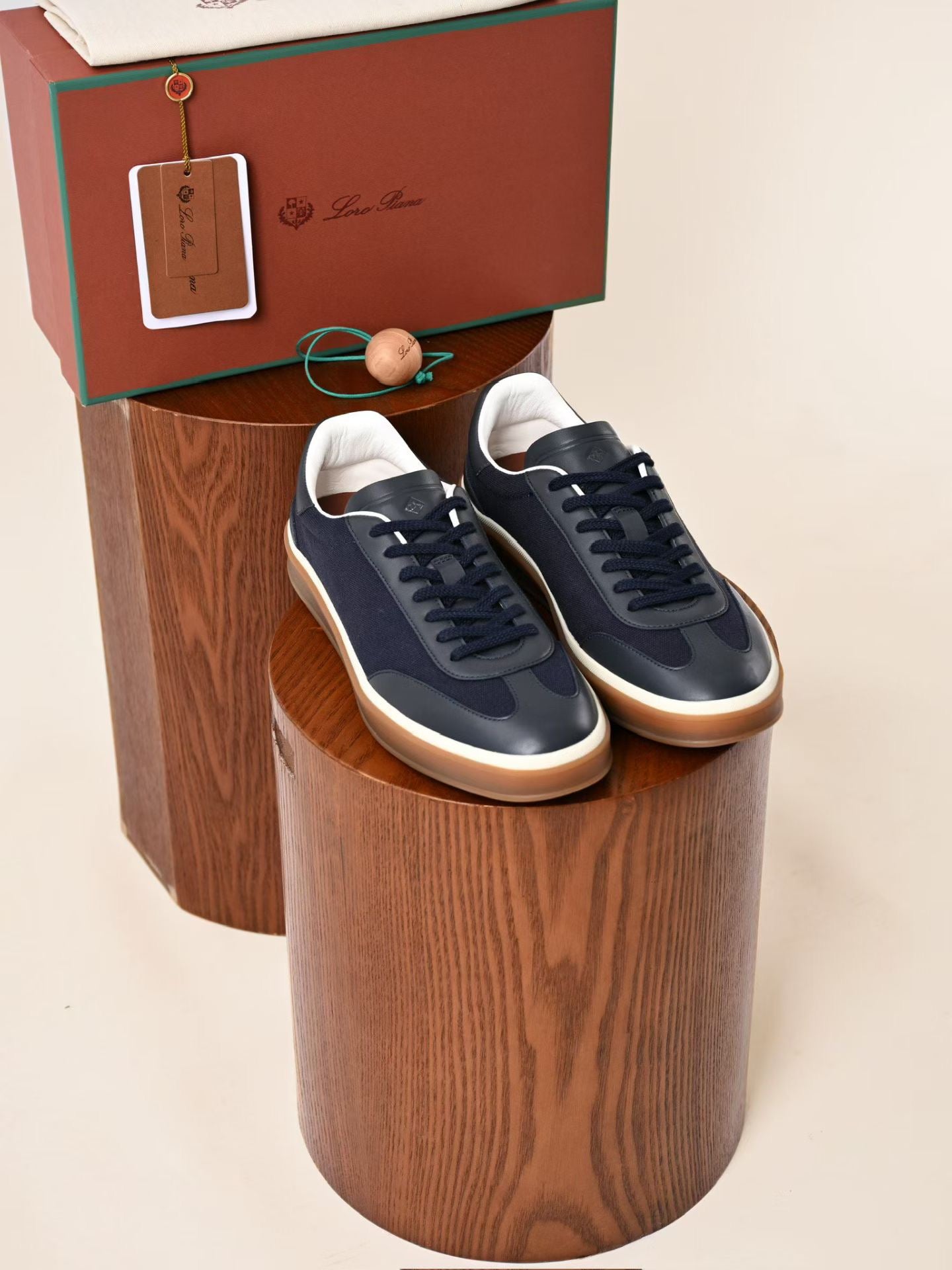 Lovestahl Men Navy Leather Canvas Patchwork Sneakers White Edge Gum Rubber Sole Luxury Business Casual Lace Up Flat Walking Trainers Sizes 39-46