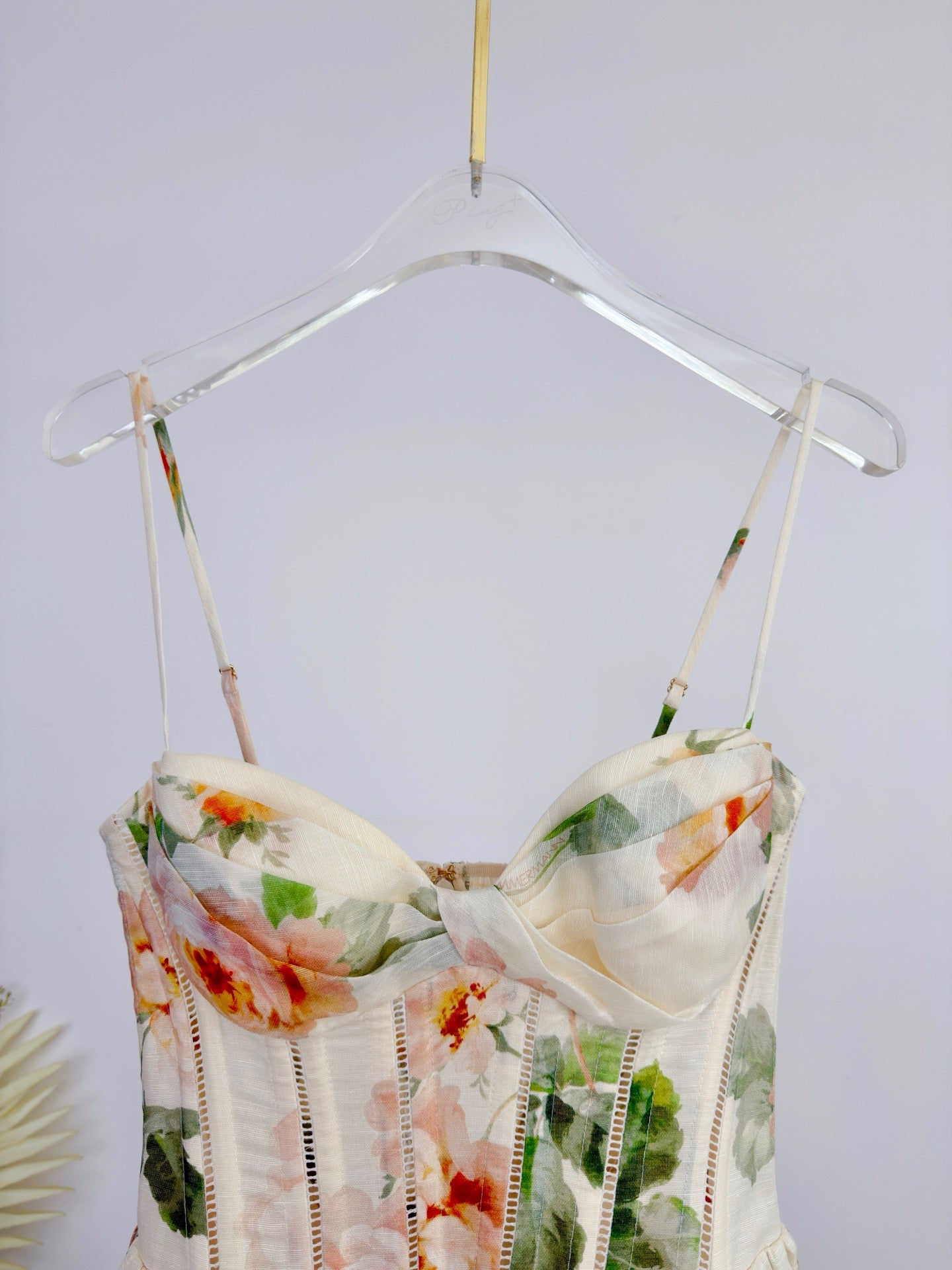 Lovestahl Summer Romantic Mini Dress Sweetheart Spaghetti Strap Hollow Corset Bust Flowy A Line Skirt Floral