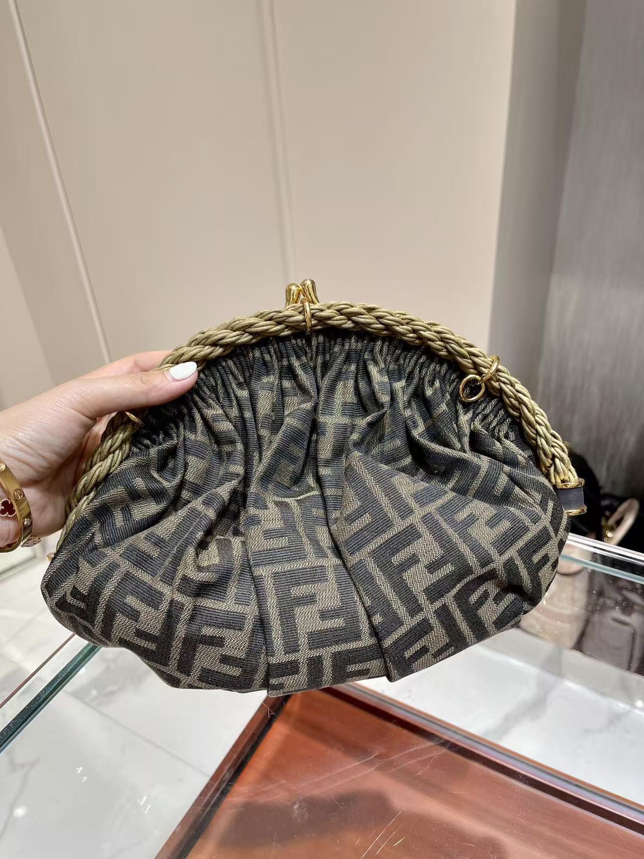 LOVESTAHL FF‑Monogram Shell‑Style Cloud Clutch Bag