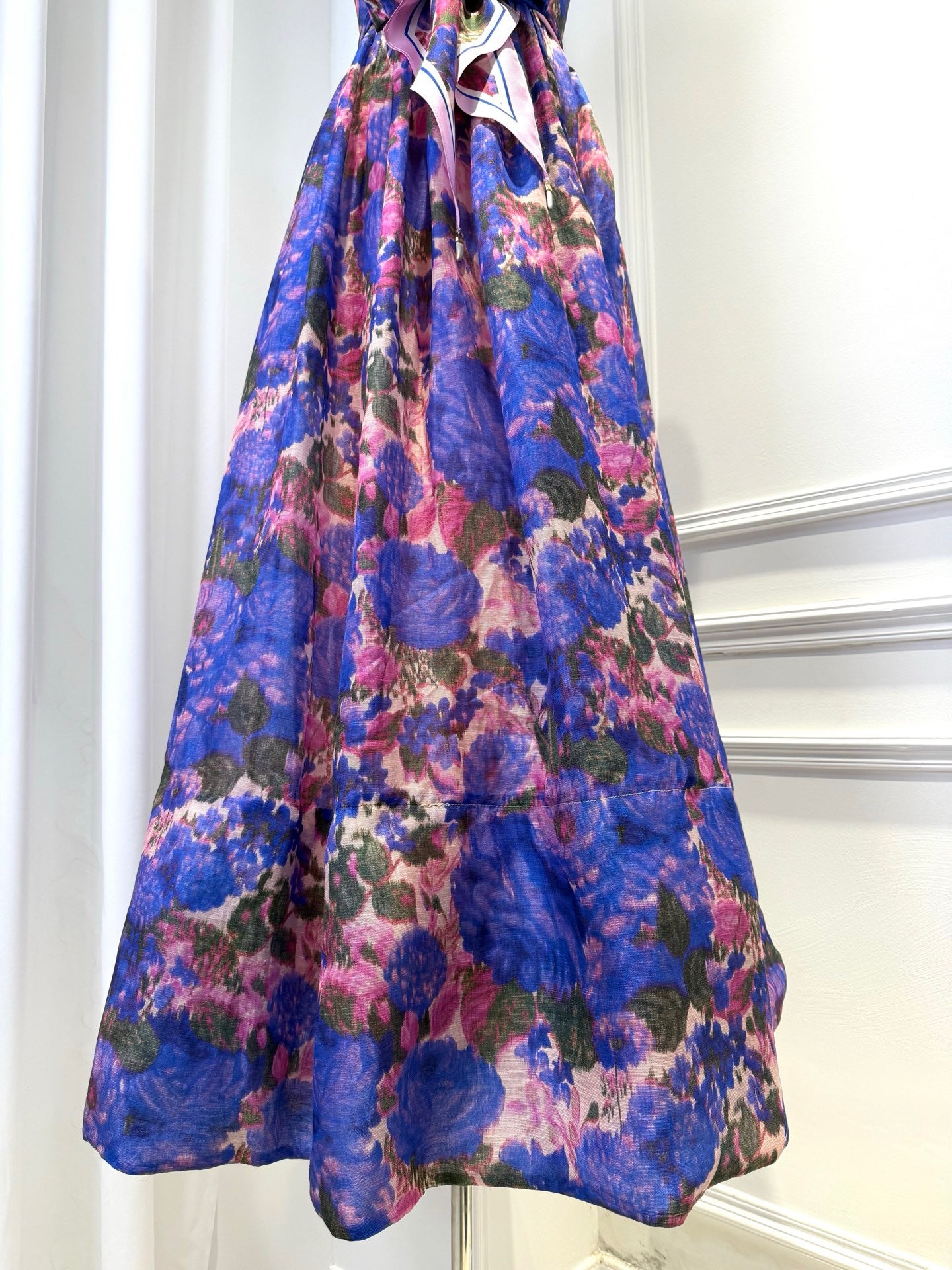2026 women Lovestahl Women Purple Floral Strapless Maxi Dress Self Tie Bow Belt High Waist Flowy A Line Long Sundress Summer Wedding Guest Formal Dress