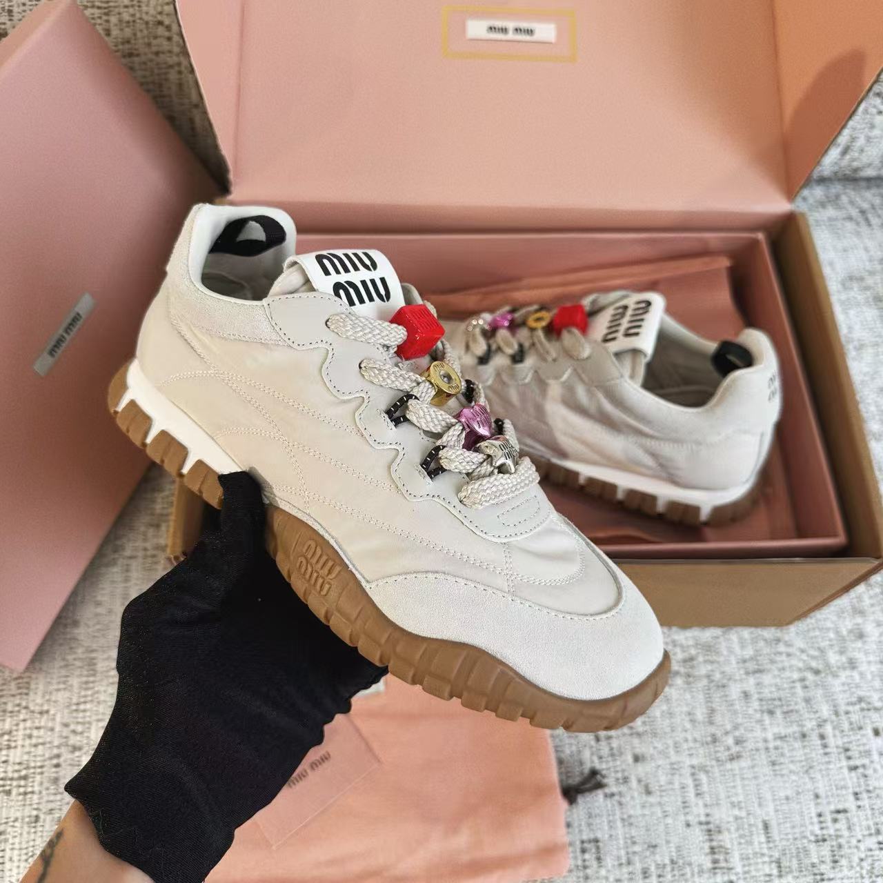 LOVESTAHL Tyre‑Fabric & Suede Retro‑Style Sneakers