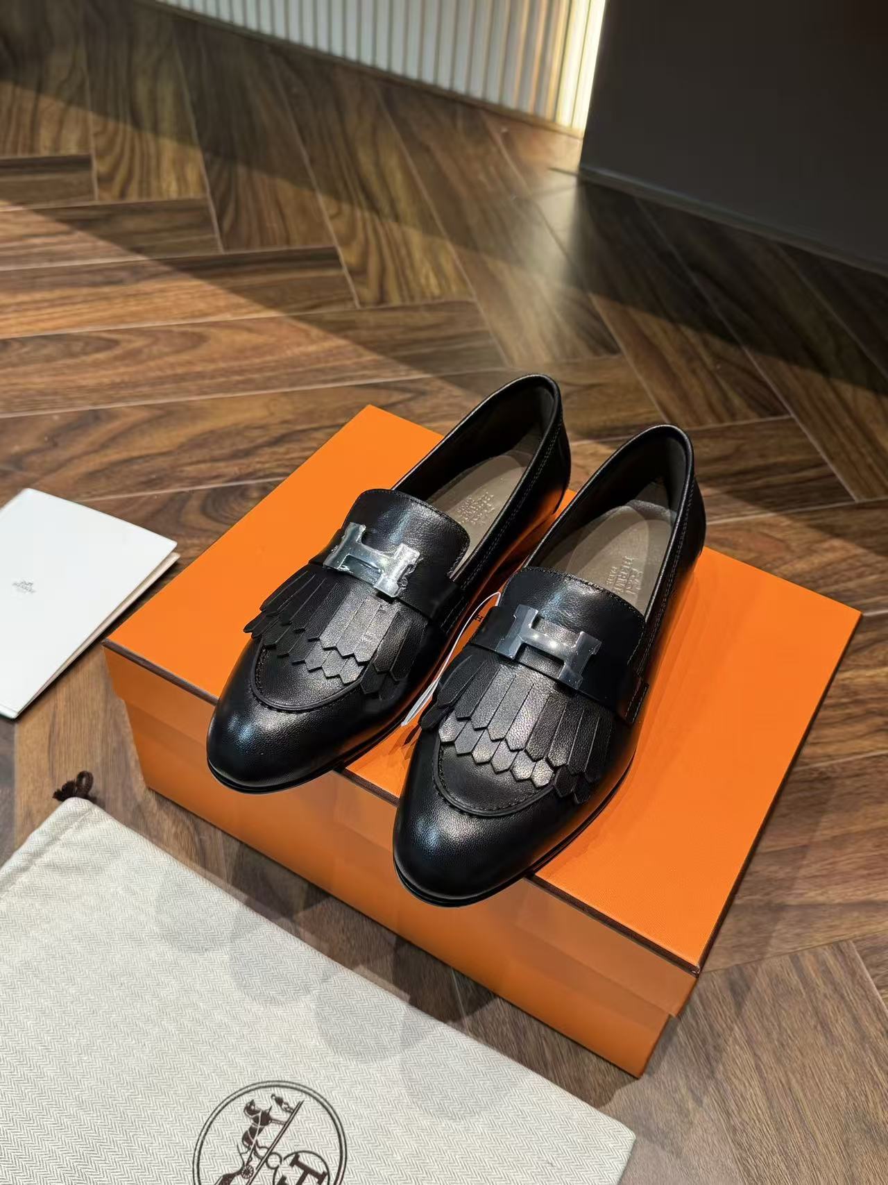 LOVESTAHL Paris Tassel H Buckle Loafers Soft Full Goatskin Genuine Leather Flat Slip On Shoes For Women Office Daily Commute