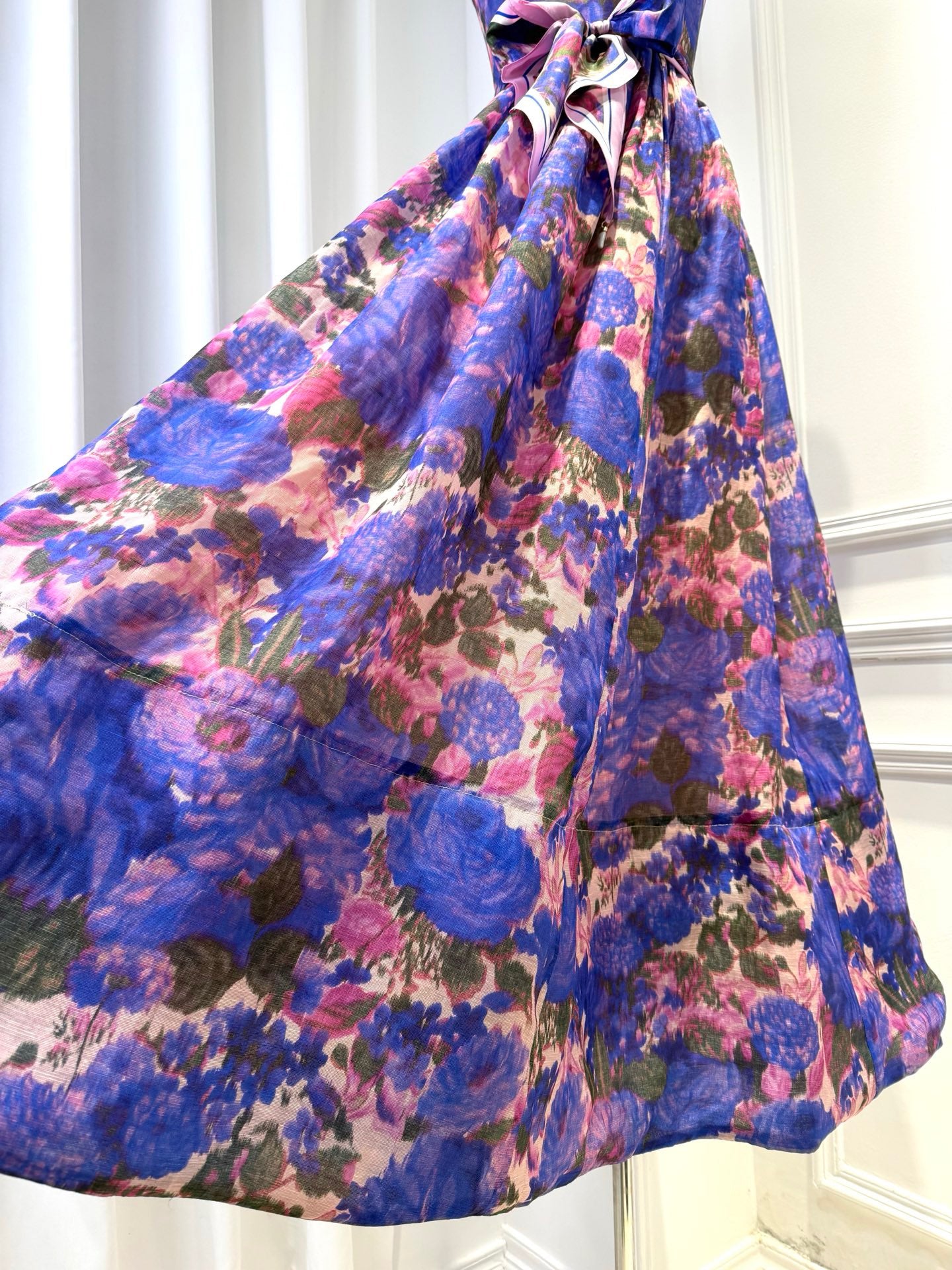 2026 women Lovestahl Women Purple Floral Strapless Maxi Dress Self Tie Bow Belt High Waist Flowy A Line Long Sundress Summer Wedding Guest Formal Dress