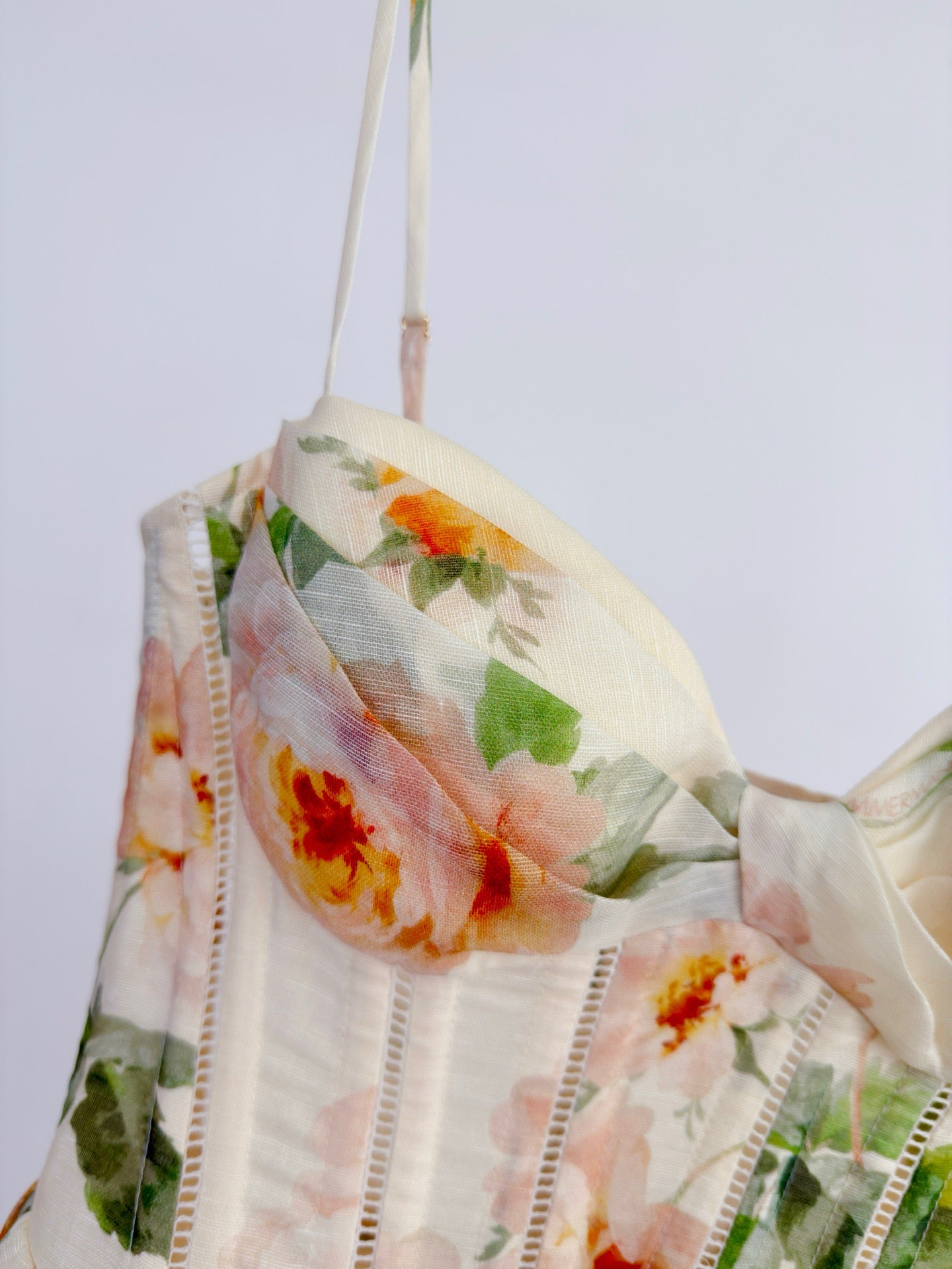 Lovestahl Summer Romantic Mini Dress Sweetheart Spaghetti Strap Hollow Corset Bust Flowy A Line Skirt Floral