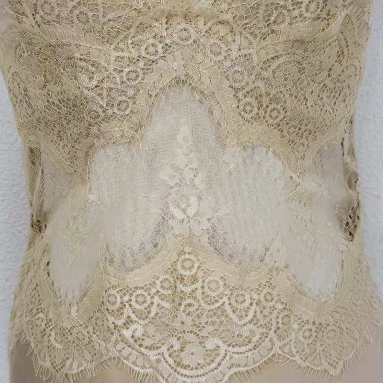 2026 women Lovestahl Women Sleeveless V Neck Hollow Lace Cutout Silk Satin Maxi Slip Dress