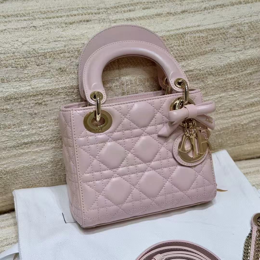 LOVESTAHL Upgraded Craft Bow Detail Imported Lambskin Four Grid Letter Strap Bag Full Custom Packaging Luxury Crossbody Handbag Classic Fashion Purse Size 17-7-15cm