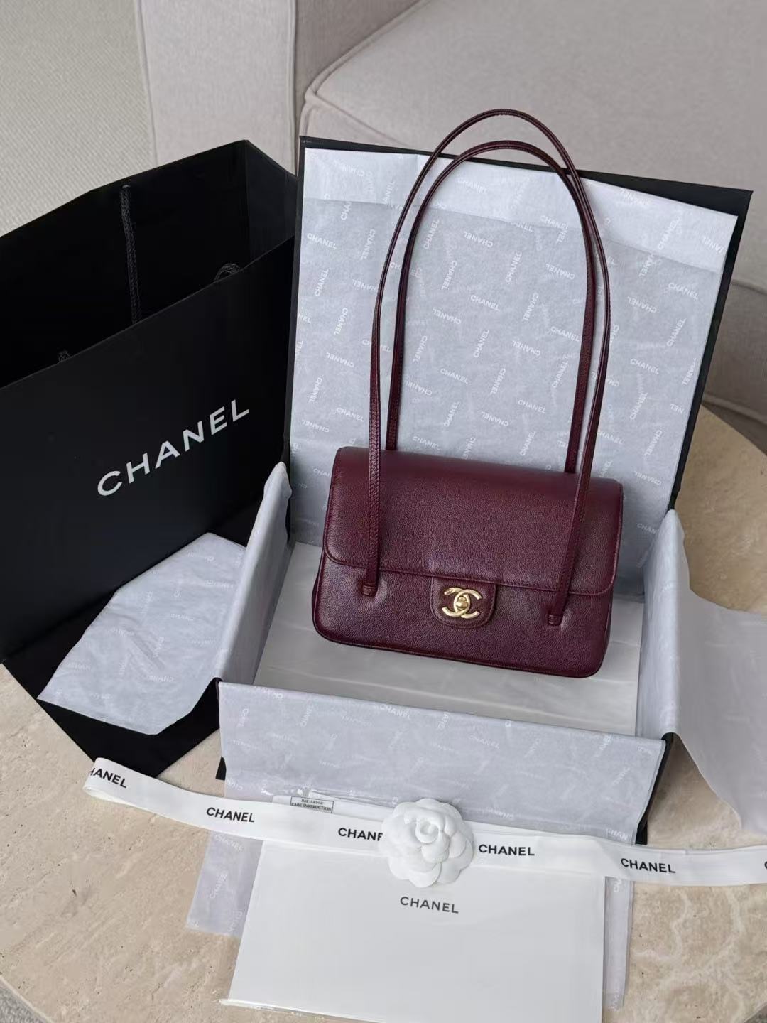 LOVESTAHL Burgundy Coco Flap Crossbody Purse