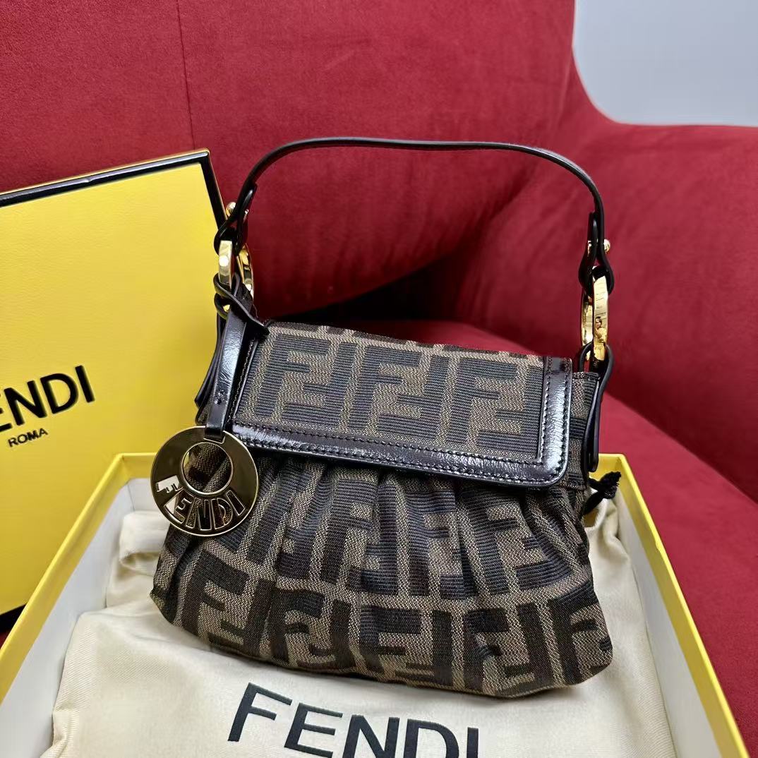 LOVESTAHL Mini Yuan‑Bao Ruched FF‑Jacquard Shoulder Bag