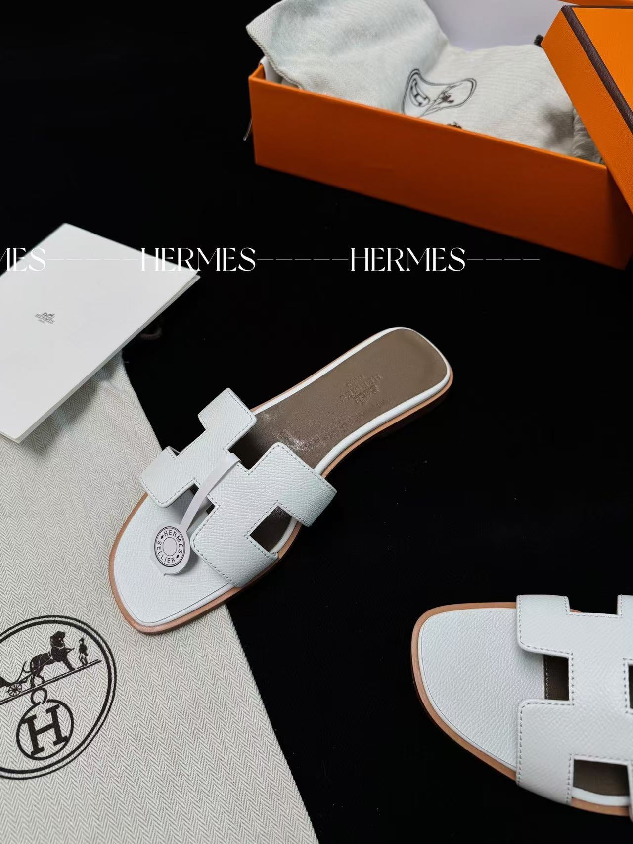 LOVESTAHL Handmade H Cutout Leather Slides Imported Calfskin Sheepskin Double Genuine Leather Flat Sandals For Women Summer Resort