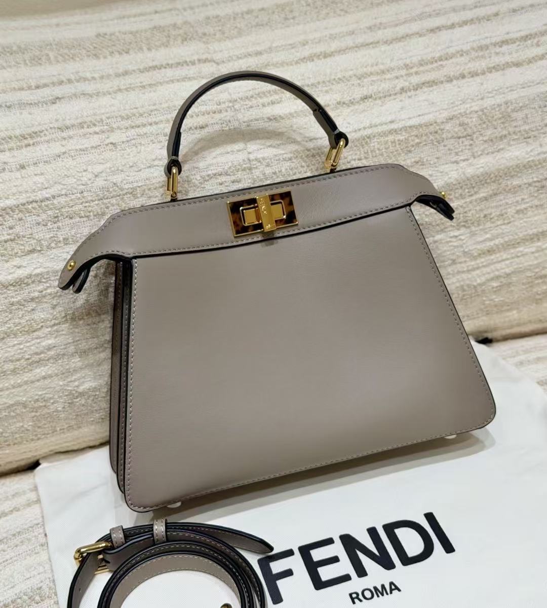 LOVESTAHL Peekaboo I See U Medium Taupe Cow‑Leather Satchel Bag