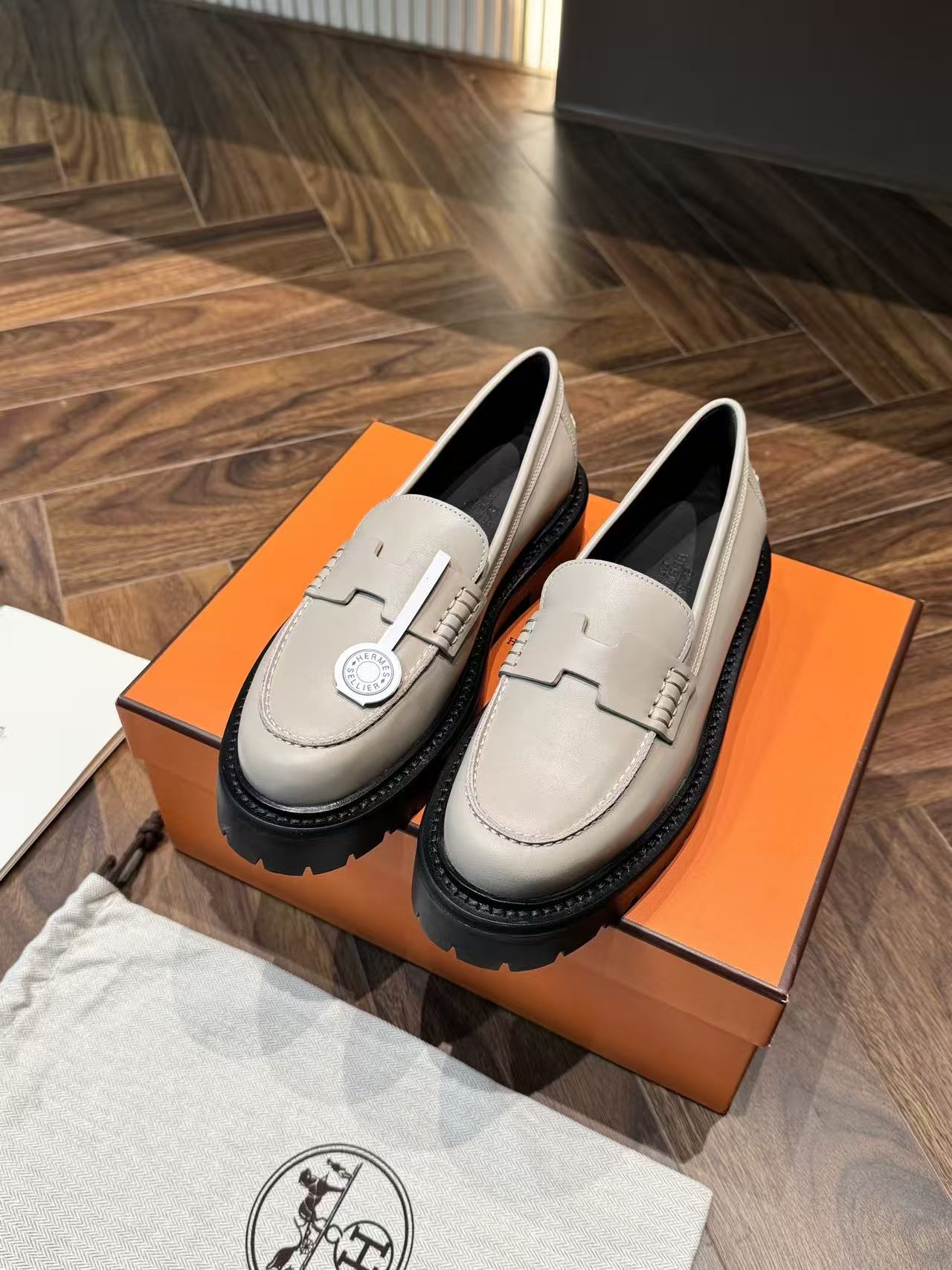LOVESTAHL Thick Sole Penny Loafers Imported Italian Calfskin Apricot Sheepskin Lining Full Steel Metal Buckle TPU PU Injection Platform Slip On Shoes For Women
