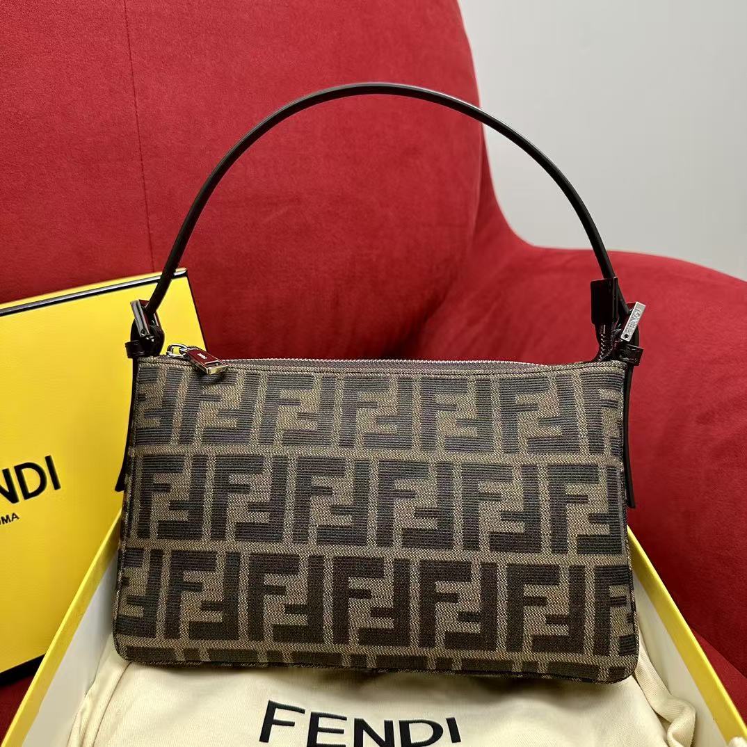 LOVESTAHL Vintage Mini Baguette FF‑Jacquard Shoulder Bag