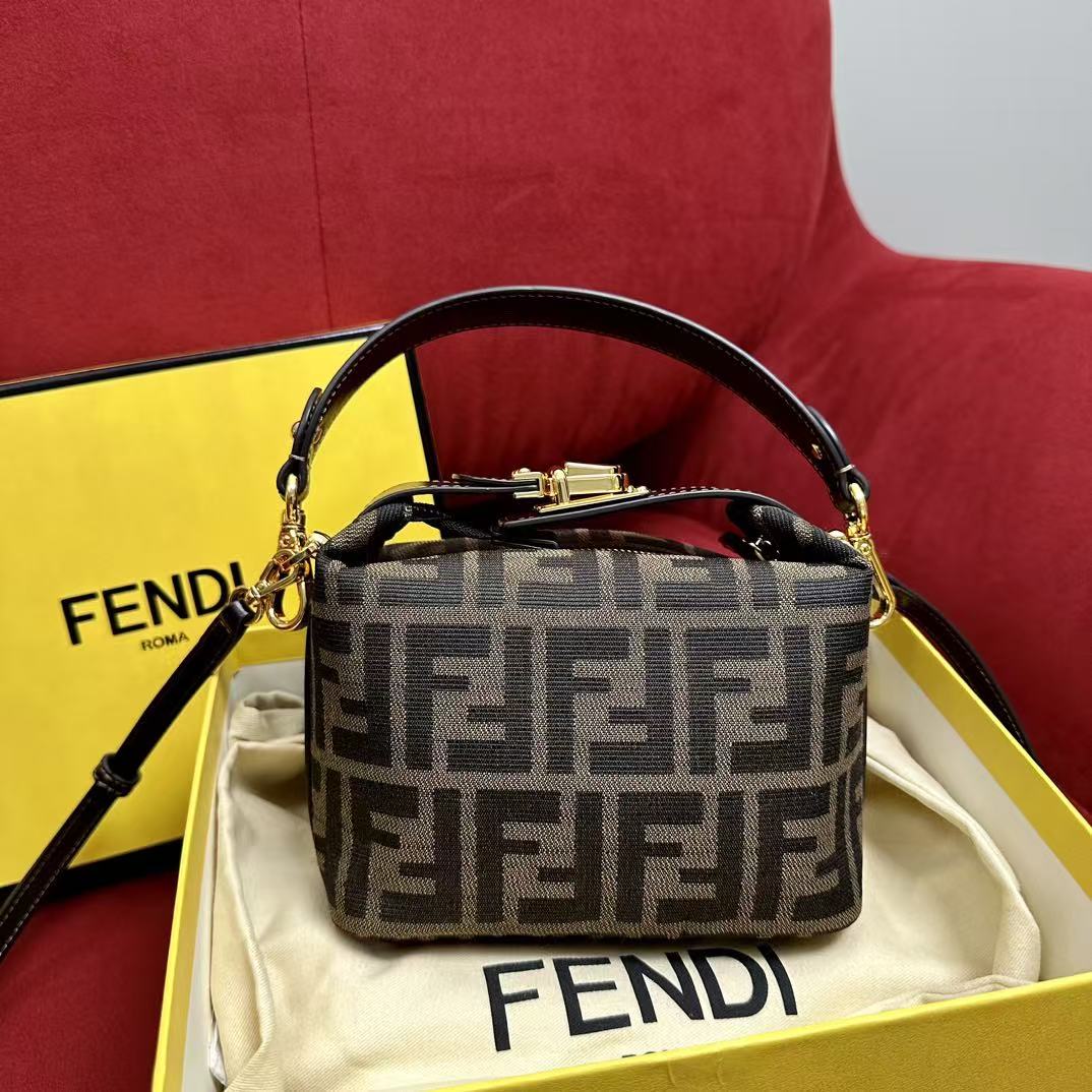LOVESTAHL Vintage FF‑Jacquard Vanity Makeup Box Cross‑Body Bag