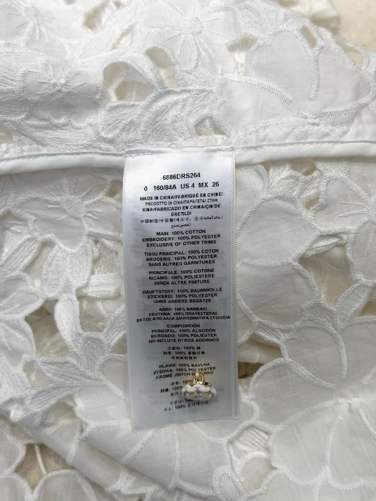 Lovestahl Dreamy White 3D Floral Hollow Lace Mini Dress With Lantern Puff Sleeves And Adjustable Drawstring Waist Perfect For Bridal Shower Beach Wedding