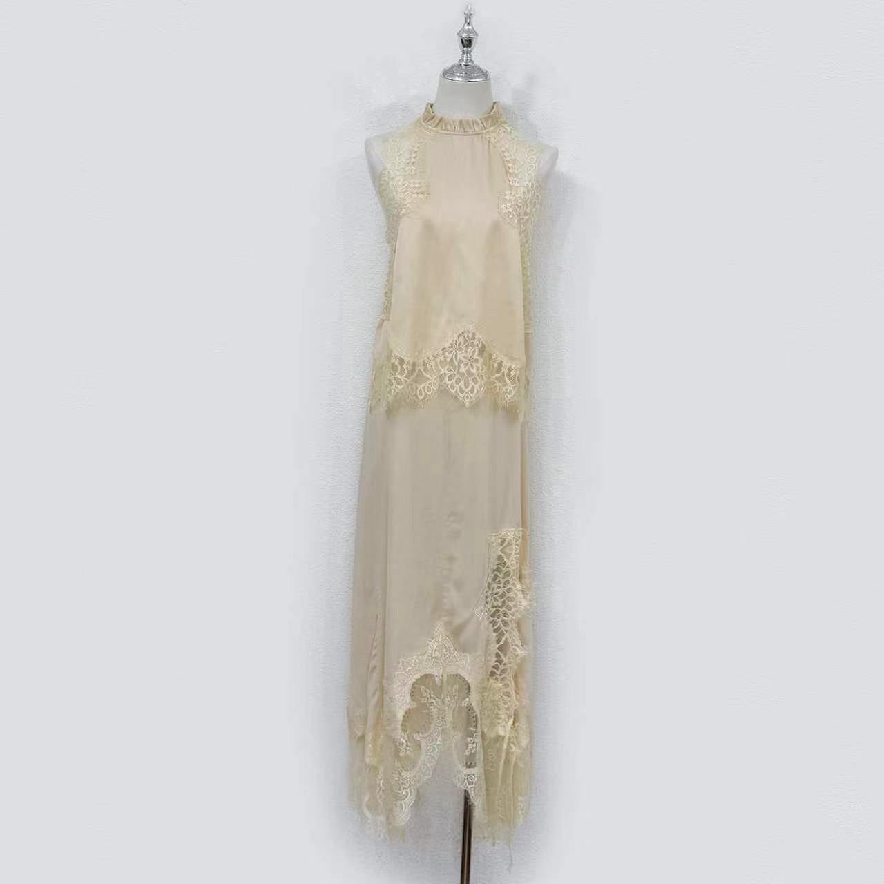 2026 summer women best quality Lovestahl Dreamy Cream Lace Layered Maxi Dress