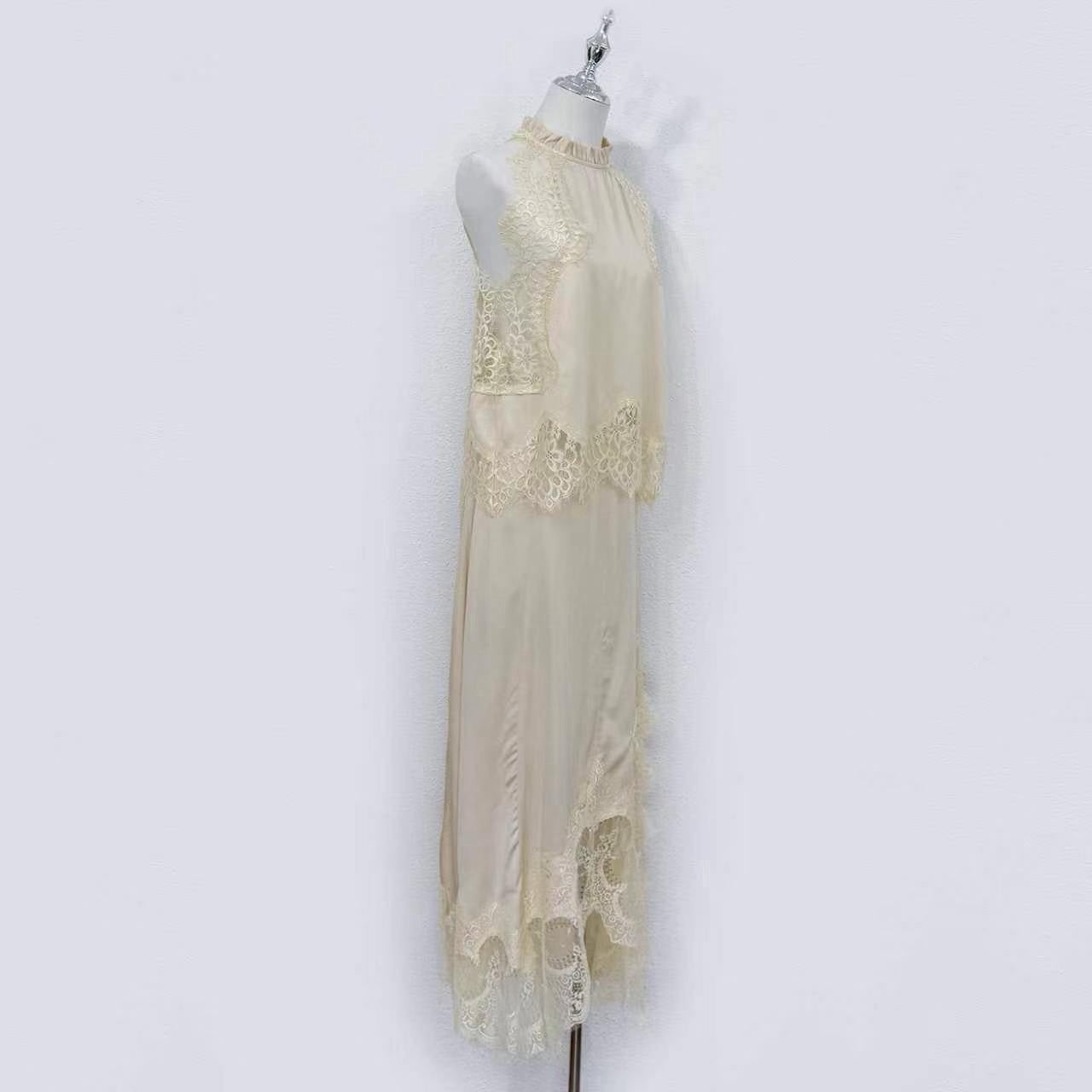 2026 summer women best quality Lovestahl Dreamy Cream Lace Layered Maxi Dress