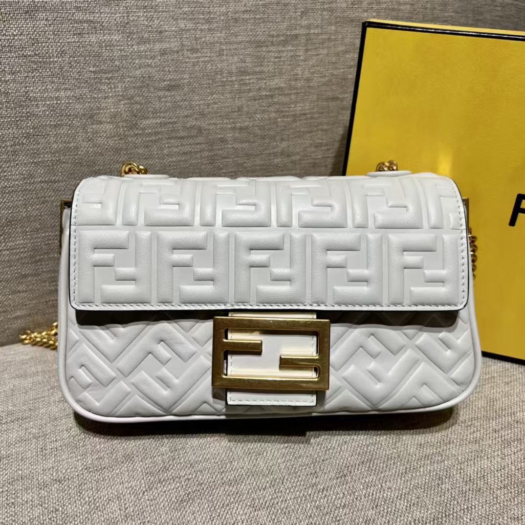 LOVESTAHL Embossed FF‑Logo Baguette Shoulder Bag