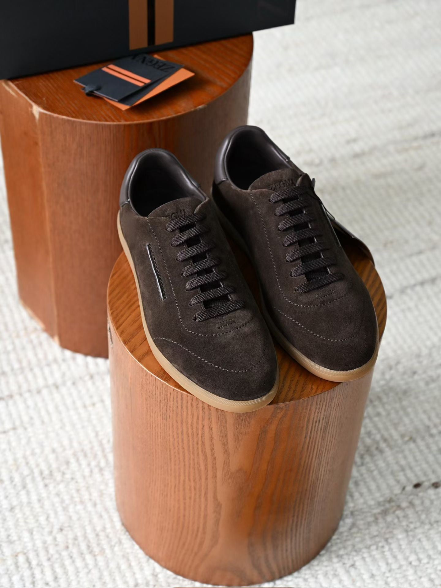 Lovestahl Men Black Suede Leather Low Top Sneakers Contrast Stitching Gum Rubber Sole Luxury Business Casual Lace Up Flat Walking Trainers Sizes 39-46