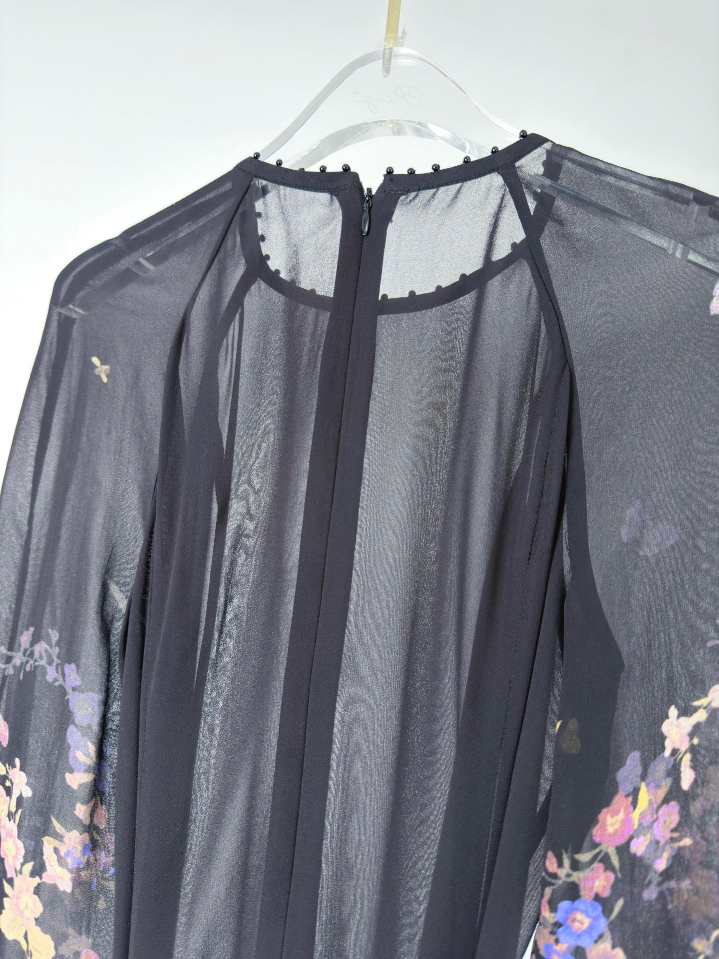 Lovestahl 100% Viscose Black Floral Print Long Sleeve Maxi Dress Women Sheer Mesh Tie Waist Slim Elegant Party Long Dress