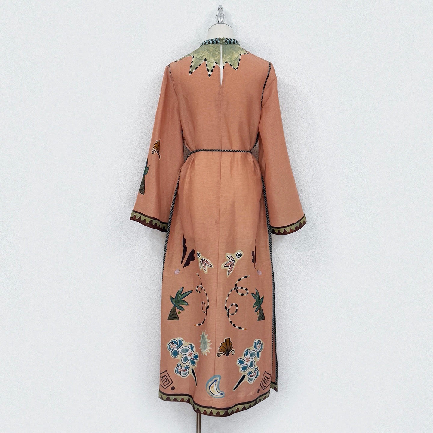 Lovestahl New Arrival Lawrence Slit Maxi Dress 78% Linen 22% Silk Long Sleeve Loose Split Long Dress Women Elegant Vacation Dress Sizes 6-12