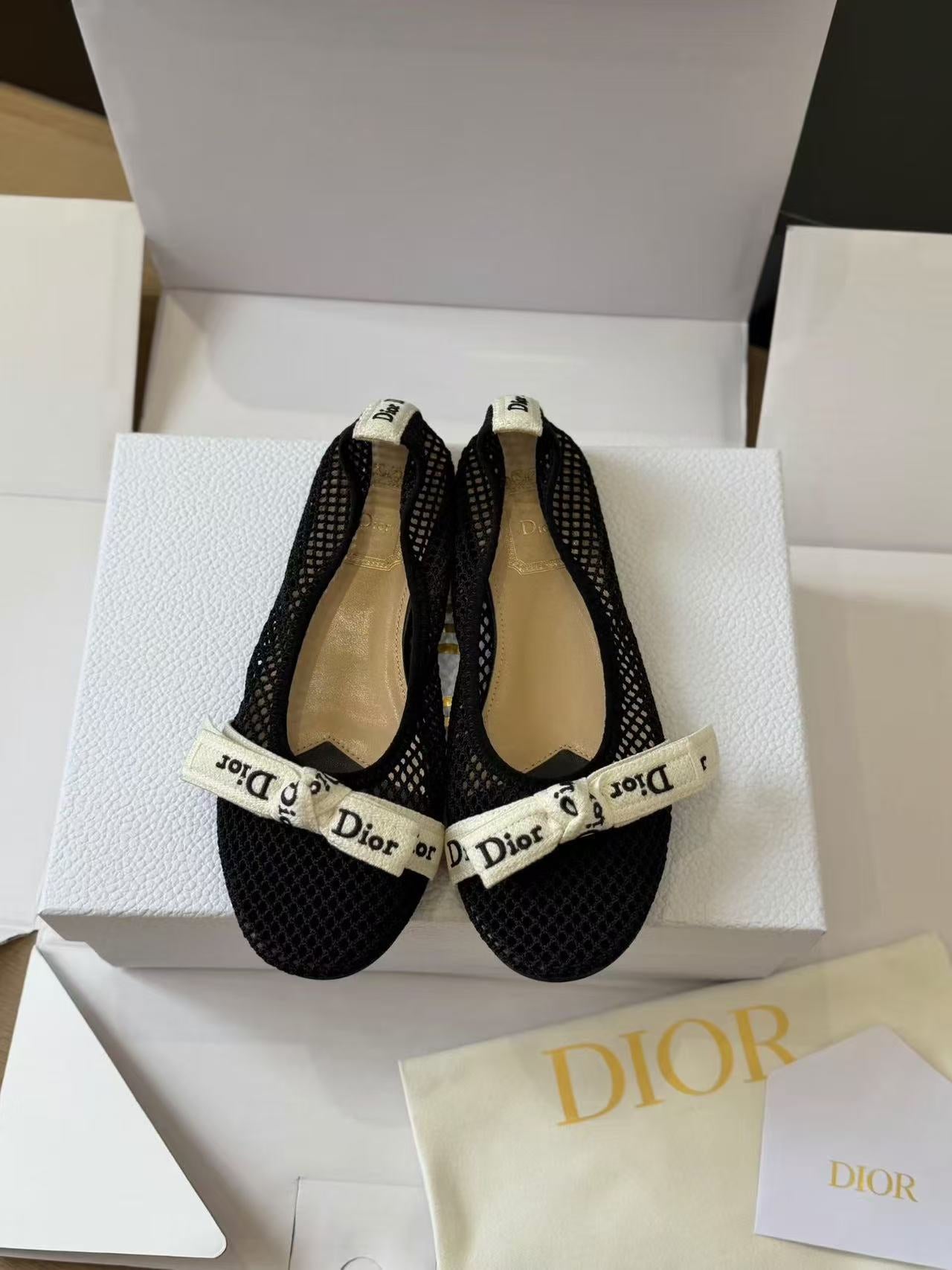 LOVESTAHL Mesh‑Knitted Bow Ballet Flats