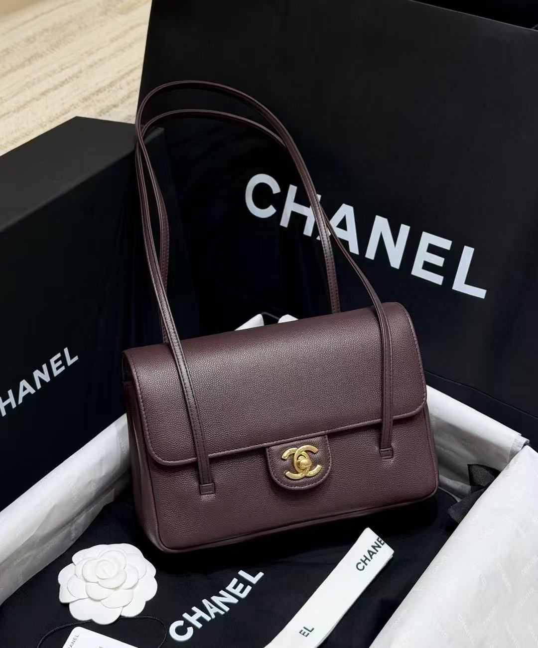 LOVESTAHL 26P Spring Preview Preppy Cowhide Flap Bag, Celebrity Same Style Small Shoulder Crossbody Bag