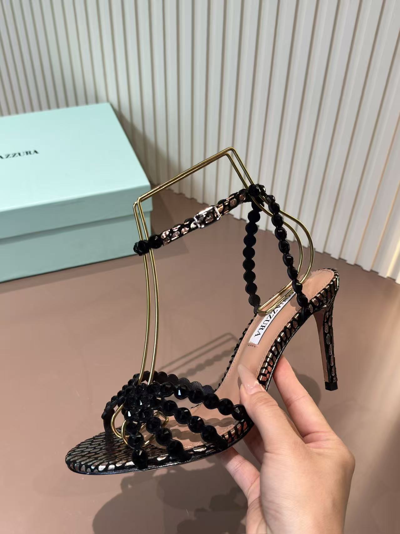 LOVESTAHL 2026 Early Fall Crystal Mesh Slingback Stiletto Sandals Genuine Leather Sheepskin Insole Two Heel Heights Italian Leather Outsole Women Evening Party Heels