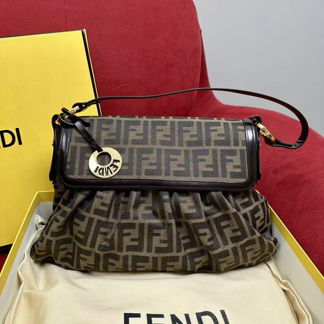 LOVESTAHL Large Dumpling‑Style FF‑Jacquard Cross‑Body Bag