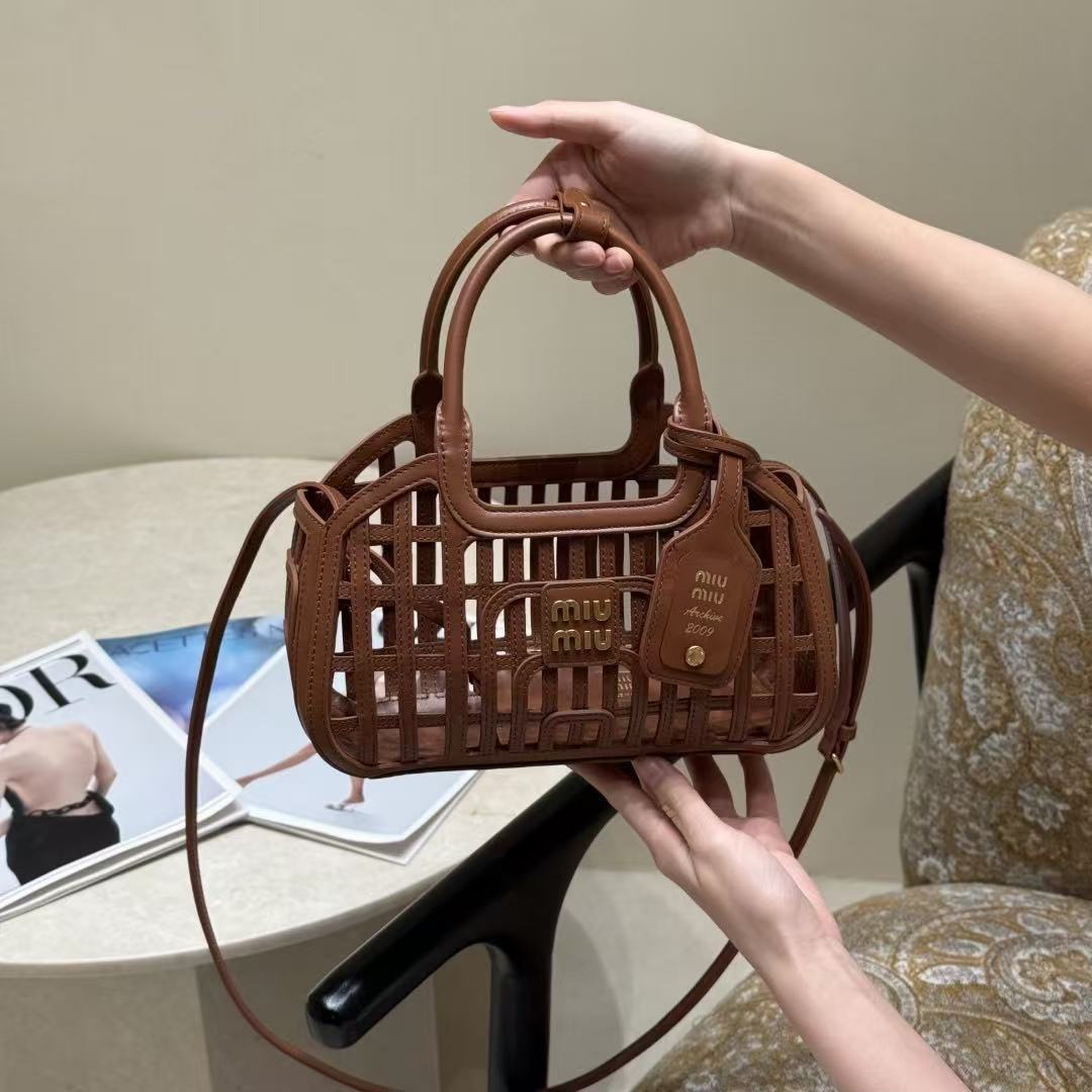 LOVESTAHL Woven Cut‑out Mini Top‑Handle Tote