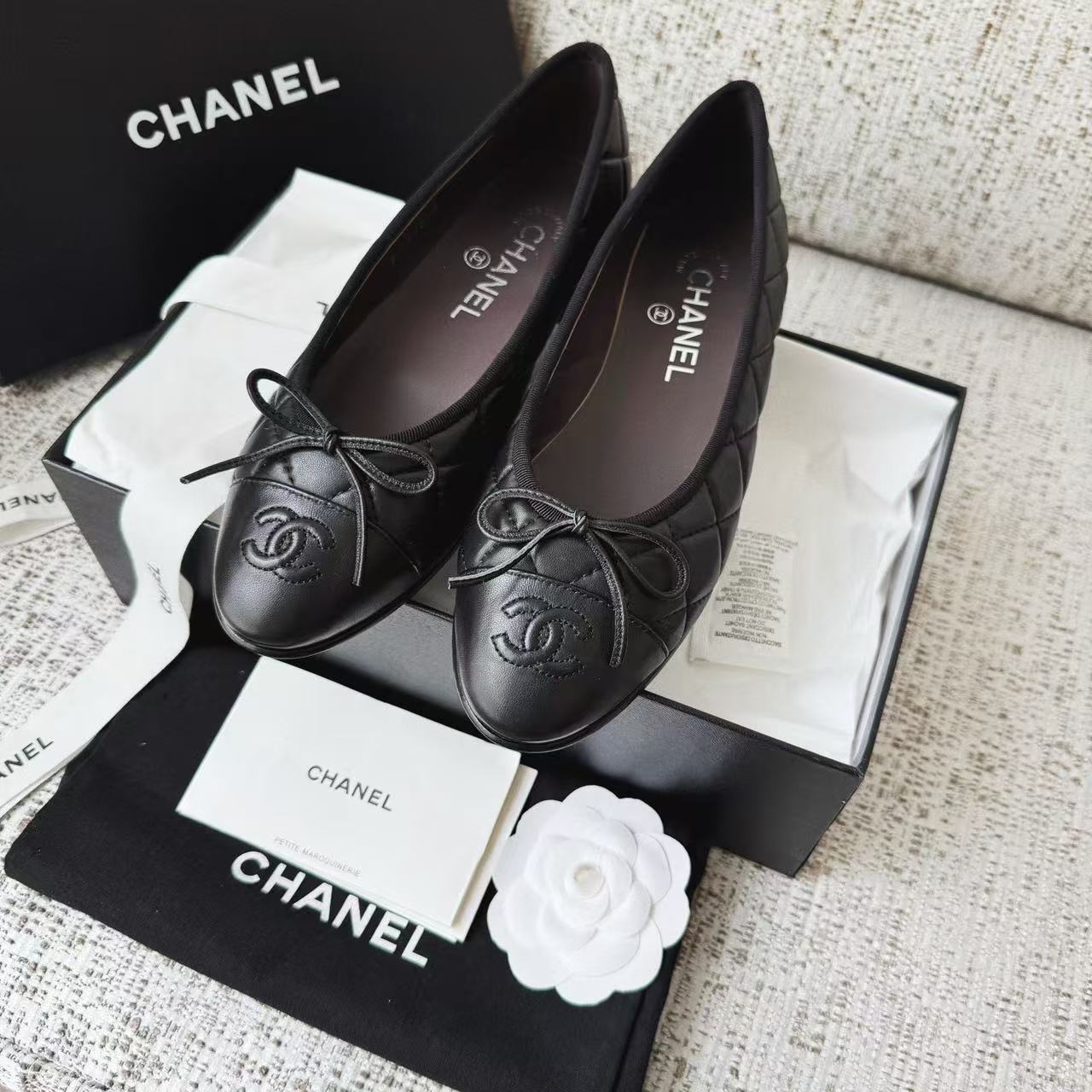 LOVESTAHL Women Quilted Ballet Flats, Genuine Cow‑Leather Round‑Toe Slip‑On Loafers, Bow‑Decor Elegant Daily Dress Shoes