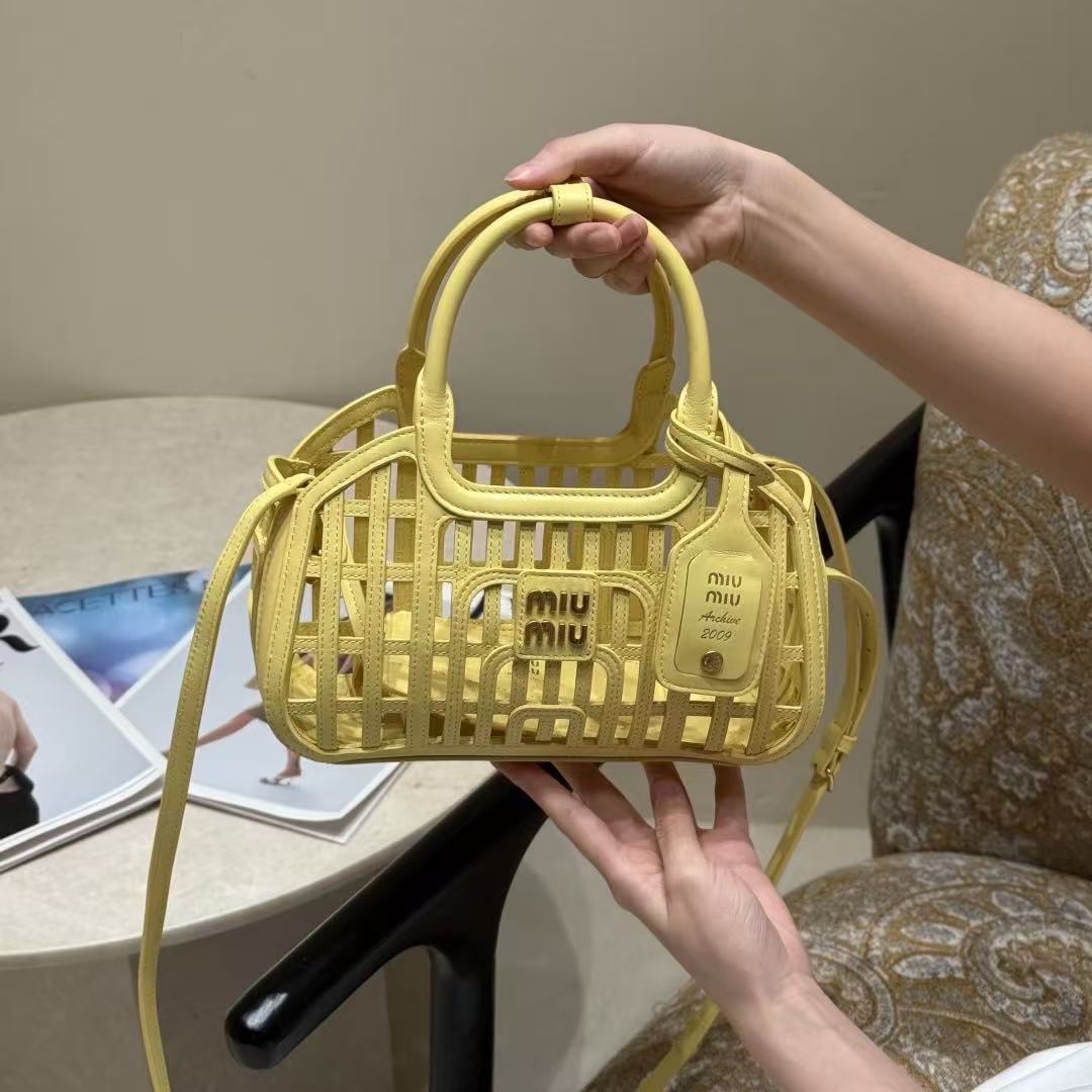 LOVESTAHL Woven Cut‑out Mini Top‑Handle Tote
