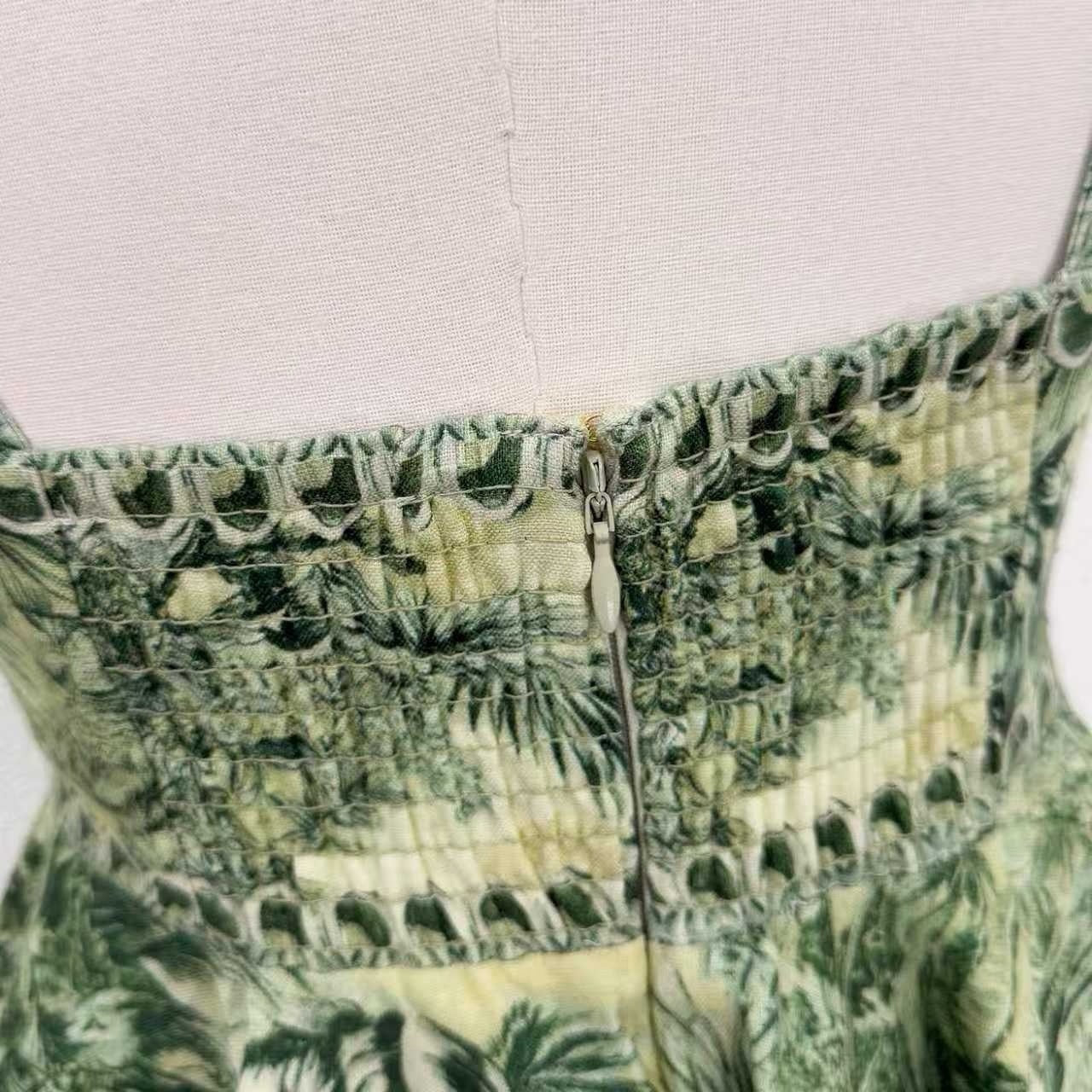 2026 women lovestahl Lovestahl Women Vintage Green Jungle Landscape Print Mini Dress Sweetheart Neck Wide Strap High Waist A Line Flare Short Sundress Retro Vacation Cocktail Dress