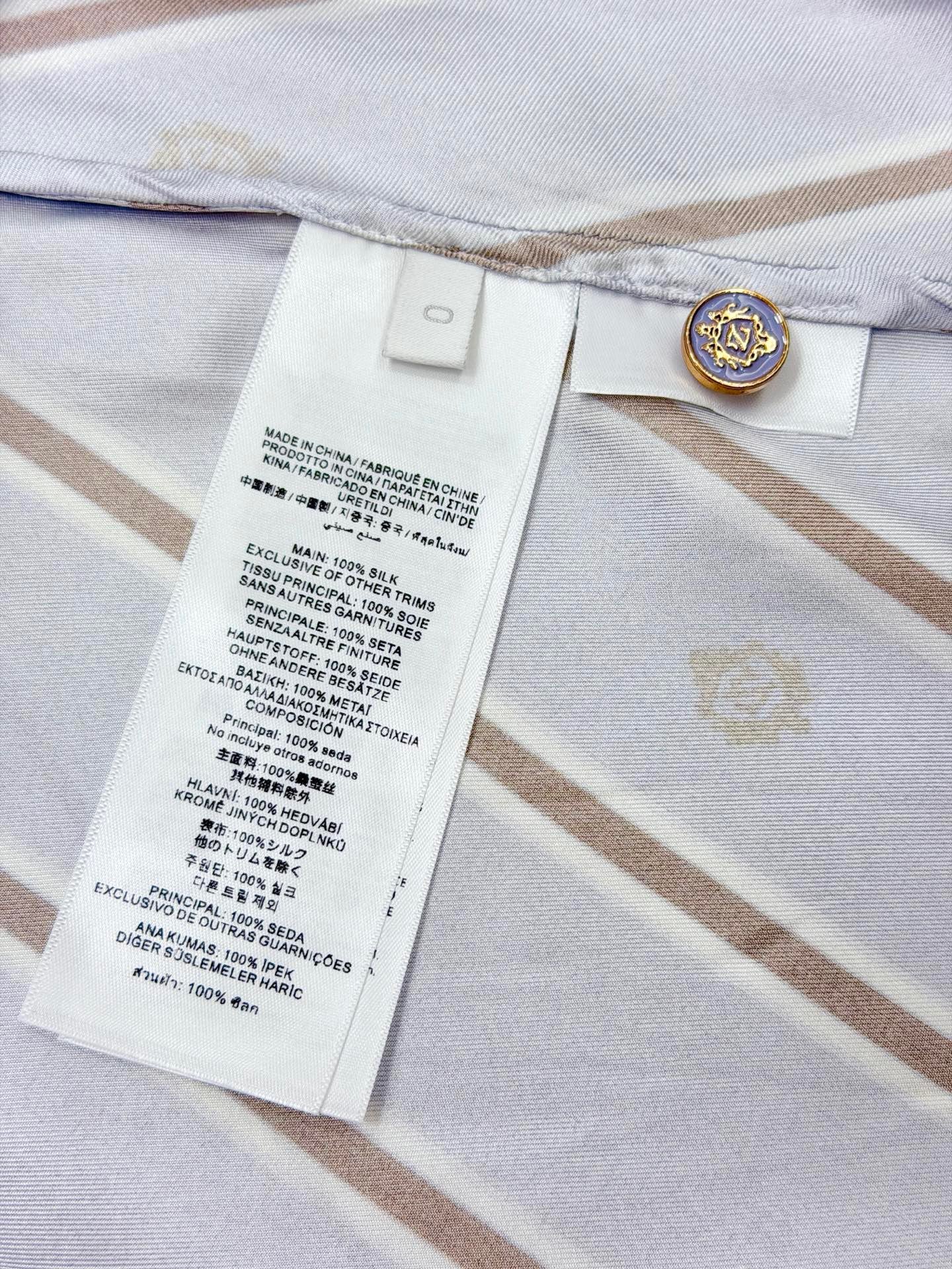 Lovestahl Spring Ready-To-Wear 100% Silk Striped Logo Print Shirt Maxi Dress Women Long Sleeve Pleated Detachable Scarf Tie Belt Side Pocket Elegant Long Dress Style