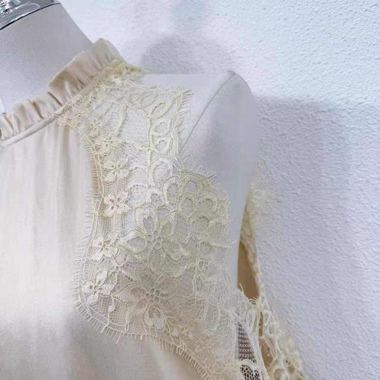 2026 summer women best quality Lovestahl Dreamy Cream Lace Layered Maxi Dress