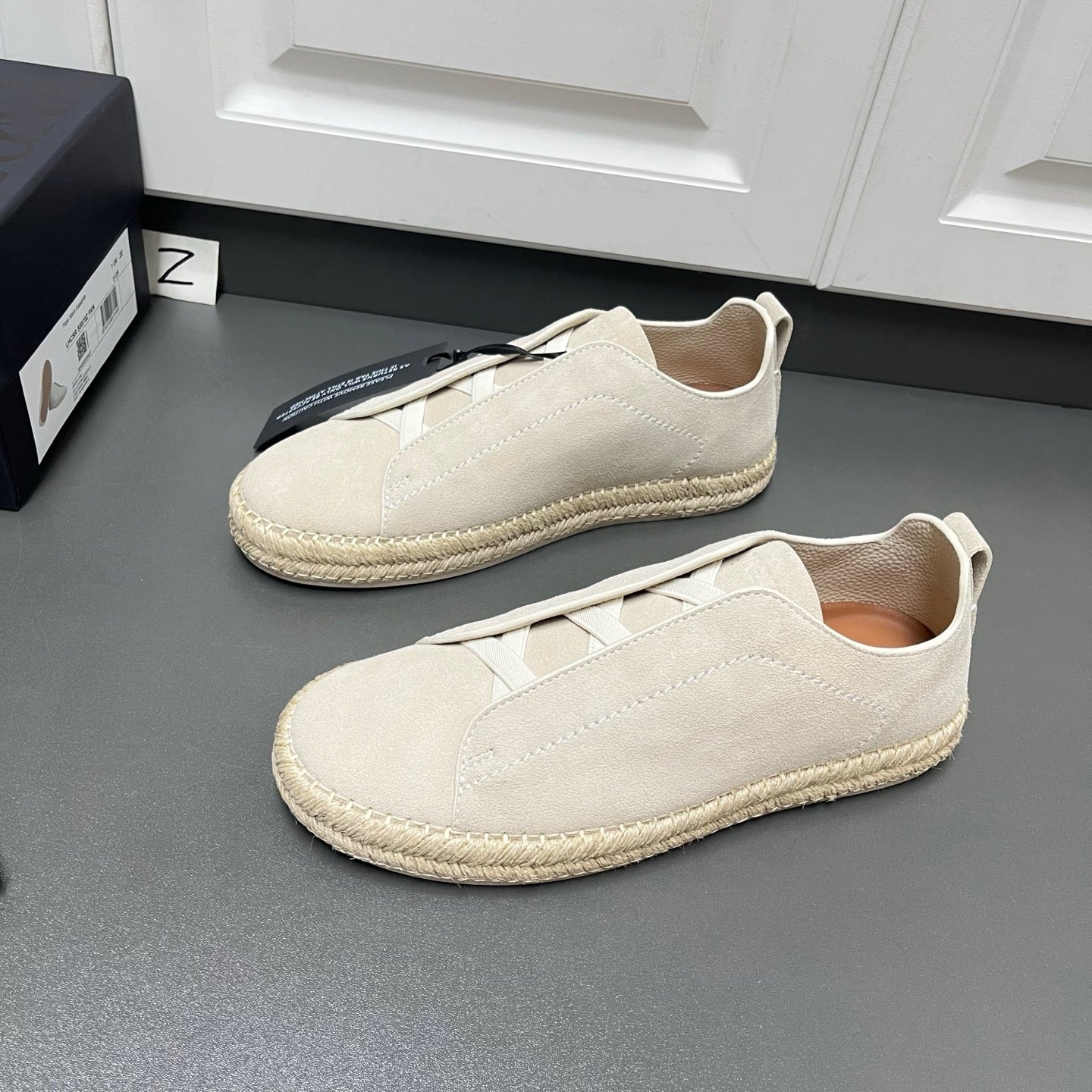Lovestahl Men White Suede Slip On Espadrille Shoes Hidden Elastic Band Hand Woven Jute Sole Luxury Daily Flat Loafers EU Sizes 39-46